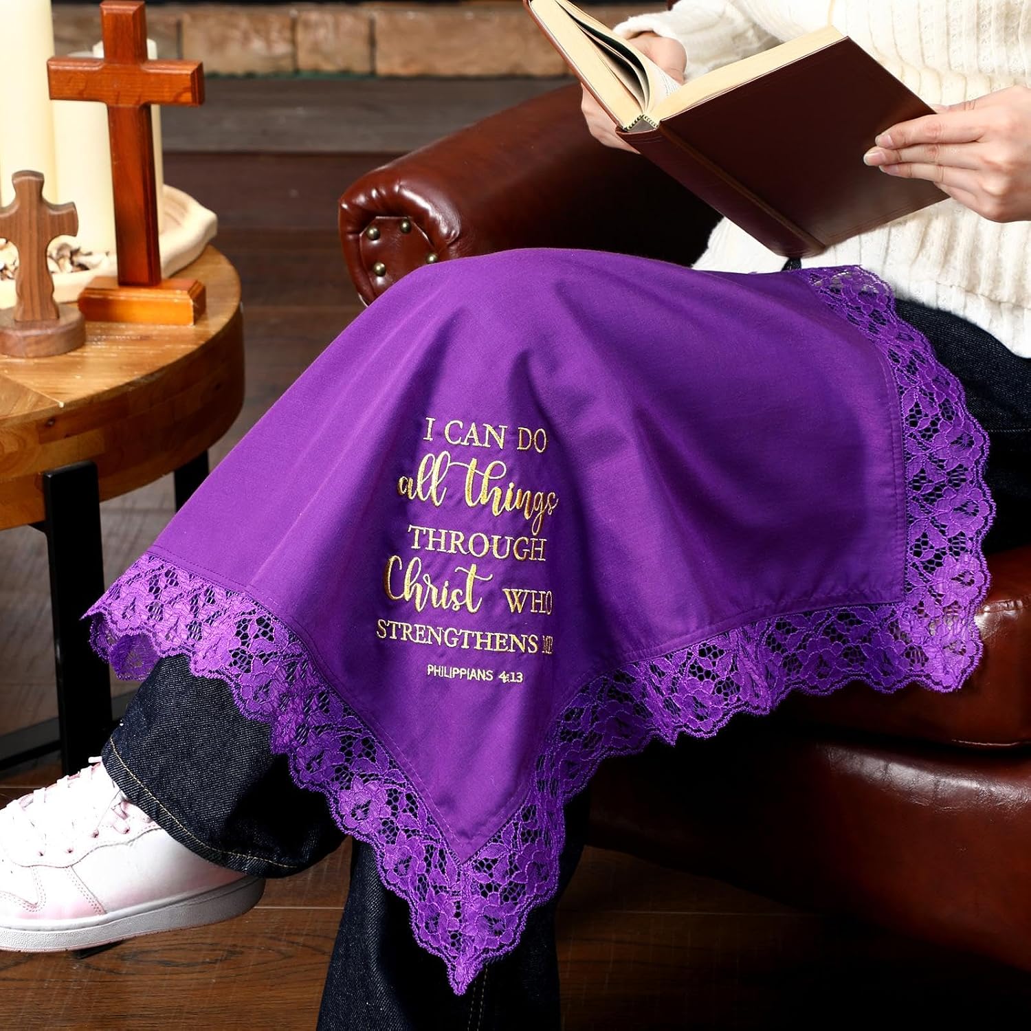 6 Pack 23'' Women Christian Gift Bulk Church Mothers Day Gift Lap Scarf Ladies Handkerchiefs Satin Handkerchief
