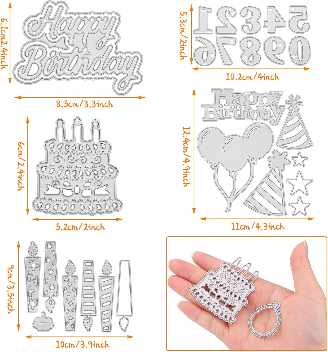 30 Pieces Dies Cut, Metal Happy Birthday Cake Cutting Dies Happy Birthday Balloons Cake Stencils for Party Card Making Balloons Party Invitation Card Album Scrapbooks Crafts