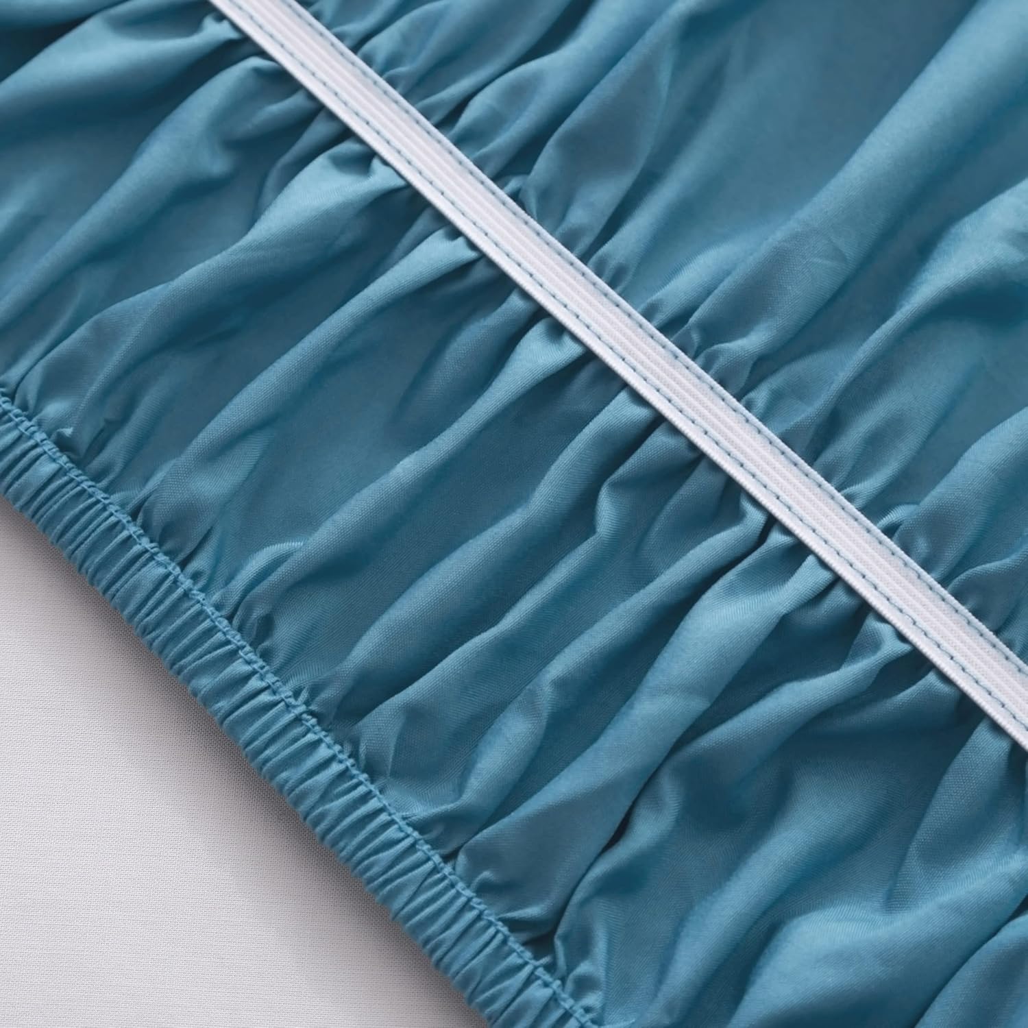 AYASW Wrap Around Bed Skirts 15 Inch Drop with Elastic No Top Cover Dust Ruffle Fit Queen-King Size Teal
