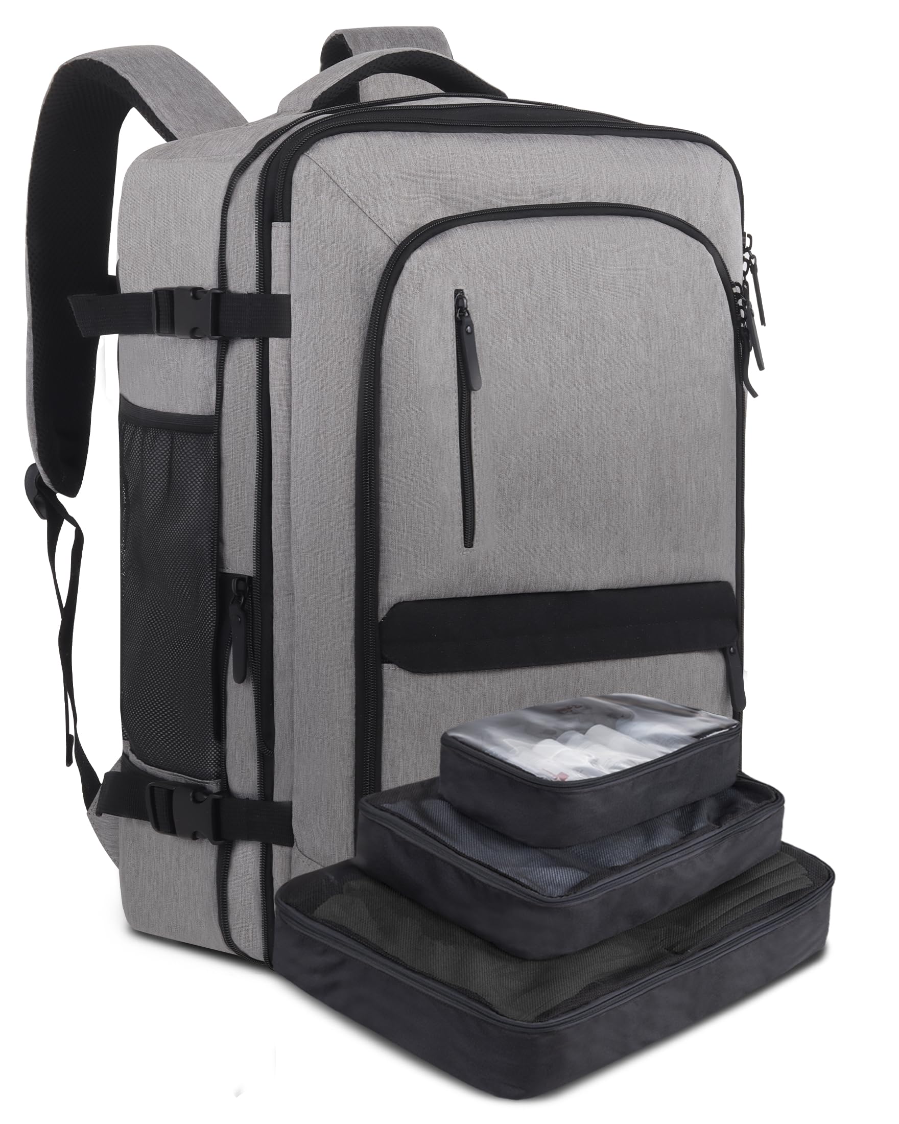 KINGSLONG Reiserucksack Flugzeug, Laptop Rucksack für 17,3 Zoll, erweiterbar Handgepäck Rucksack für Herren Damen, groß 36-46L Business Rucksack Travel Backpack für Weekender Reisen Arbeit