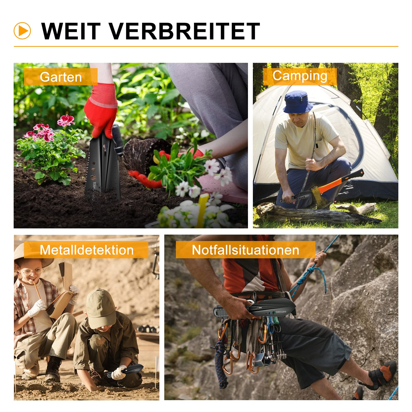 Pala de camping 8 en 1, multiherramienta de acero inoxidable, para camping, accesorios, antideslizante, pala de jardín, pala militar, senderismo, pala de supervivencia, pala para exteriores