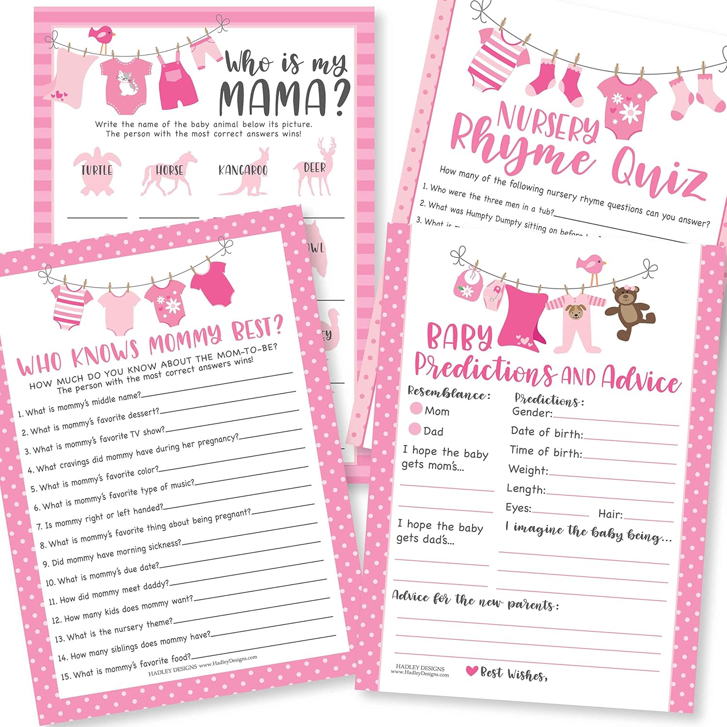 Amazon.com: Hadley Designs Hilarious Baby Shower Games for Girls – 50 ...