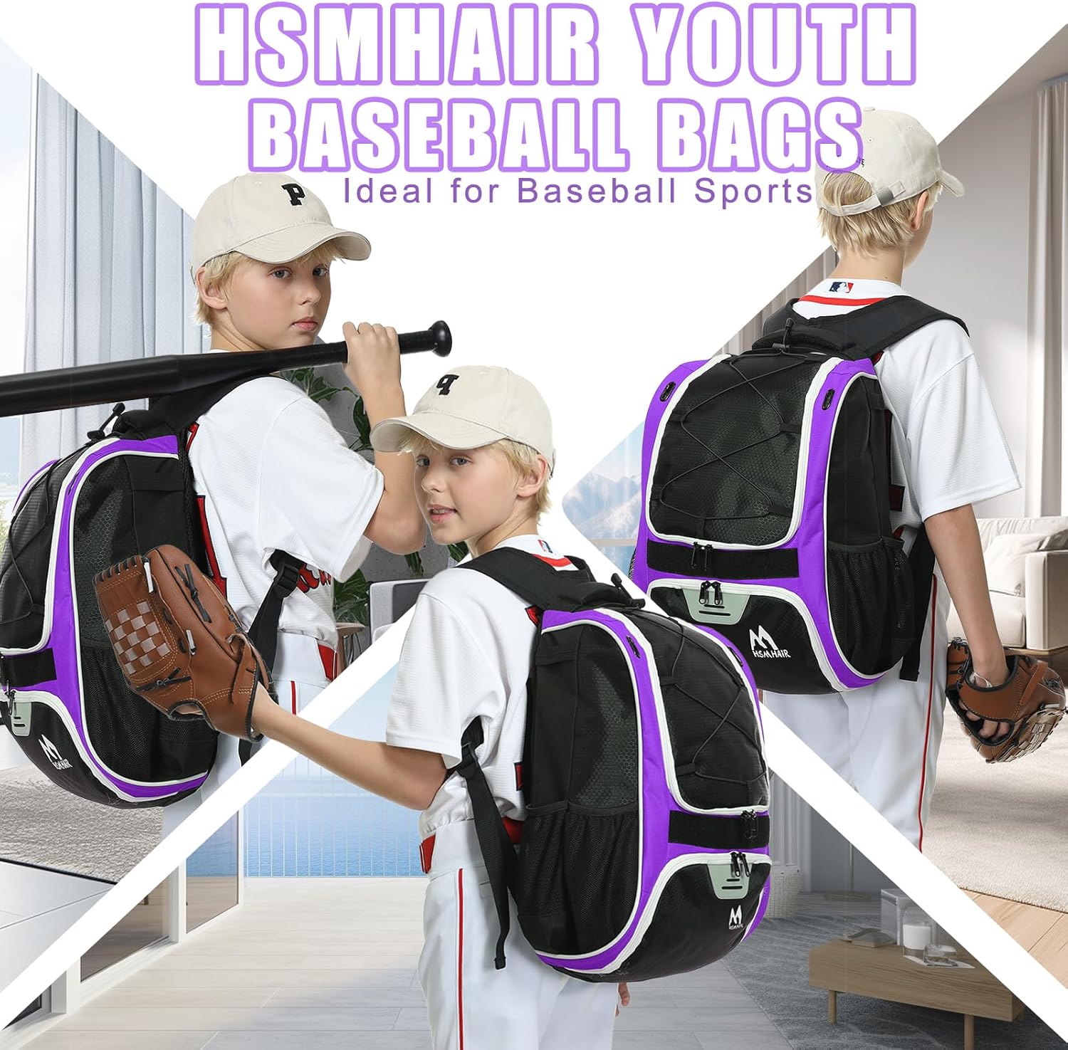 Baseball Bag-Baseball Backpack Holder for Baseball, Large Main Compartment,Softball Tball& Gear for Youth and Adults - Image 4