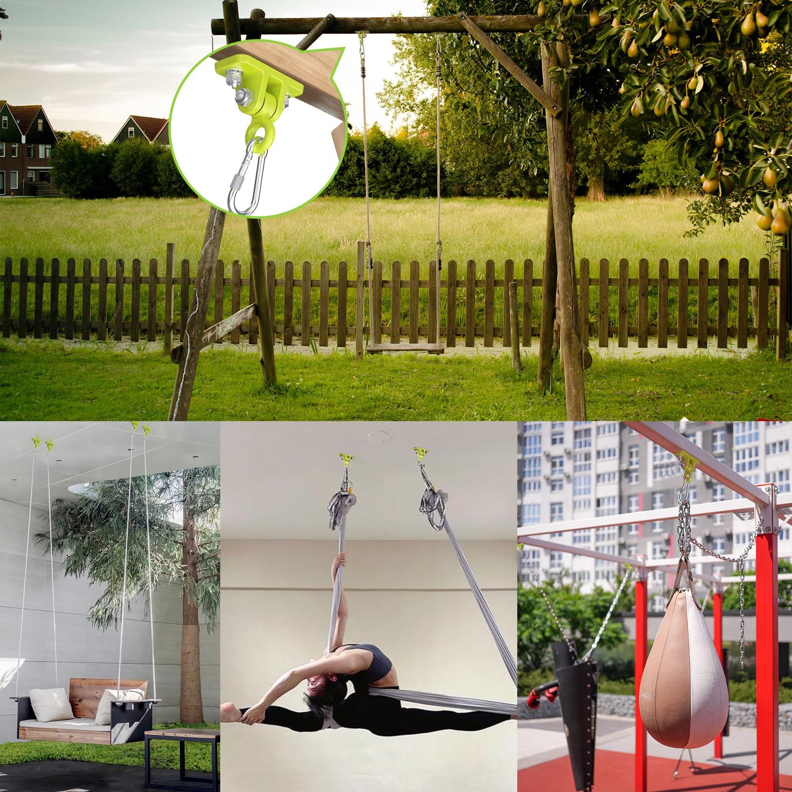 Highpro Schaukelbügel Halterung für Holzsets, 4 Stück, robuste Schaukelset Hardware mit Verriegelungshaken für Veranda, Terrasse, Spielplatz, Indoor/Outdoor