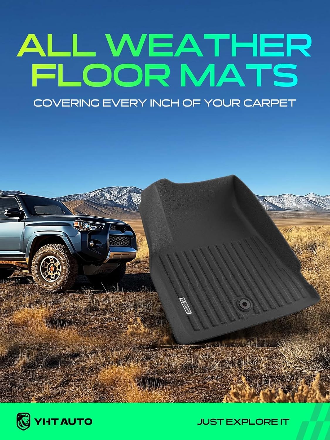 YHTAUTO Floor Mats & Cargo Mat Fit Buick Enclave 2008-2017 & Chevrolet Traverse 2009-2017 (with 2nd Row Bench Seats), TPE All Weather Car Mats Floor Liner, 1st & 2nd Row & Trunk Mat, Set of 4 - Image 2