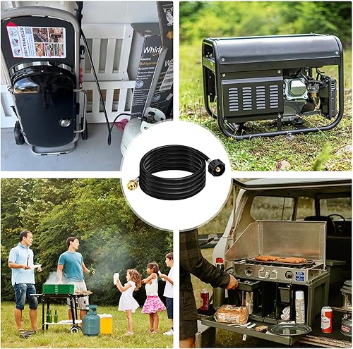 Miniatura 7 de MOASKER Manguera adaptador de propano POL de 5 pies con convertidor de calibre de 1 a 20 libras, manguera trenzada de acero inoxidable para