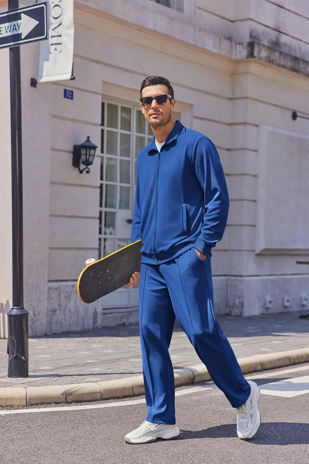 COOFANDY Men's Casual Sweatsuit 2 Piece Athletic Full Zip Tracksuit Jacquard Jogging Set Fashion Jackets And Pants Outfit - Image 2