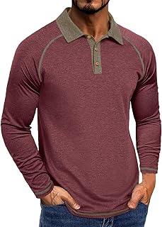 Polo de manga larga para hombre, de algodón, de secado rápido, transpirable, camiseta deportiva de manga larga, camiseta larga con botones, corte ajustado, camiseta básica para el tiempo libre