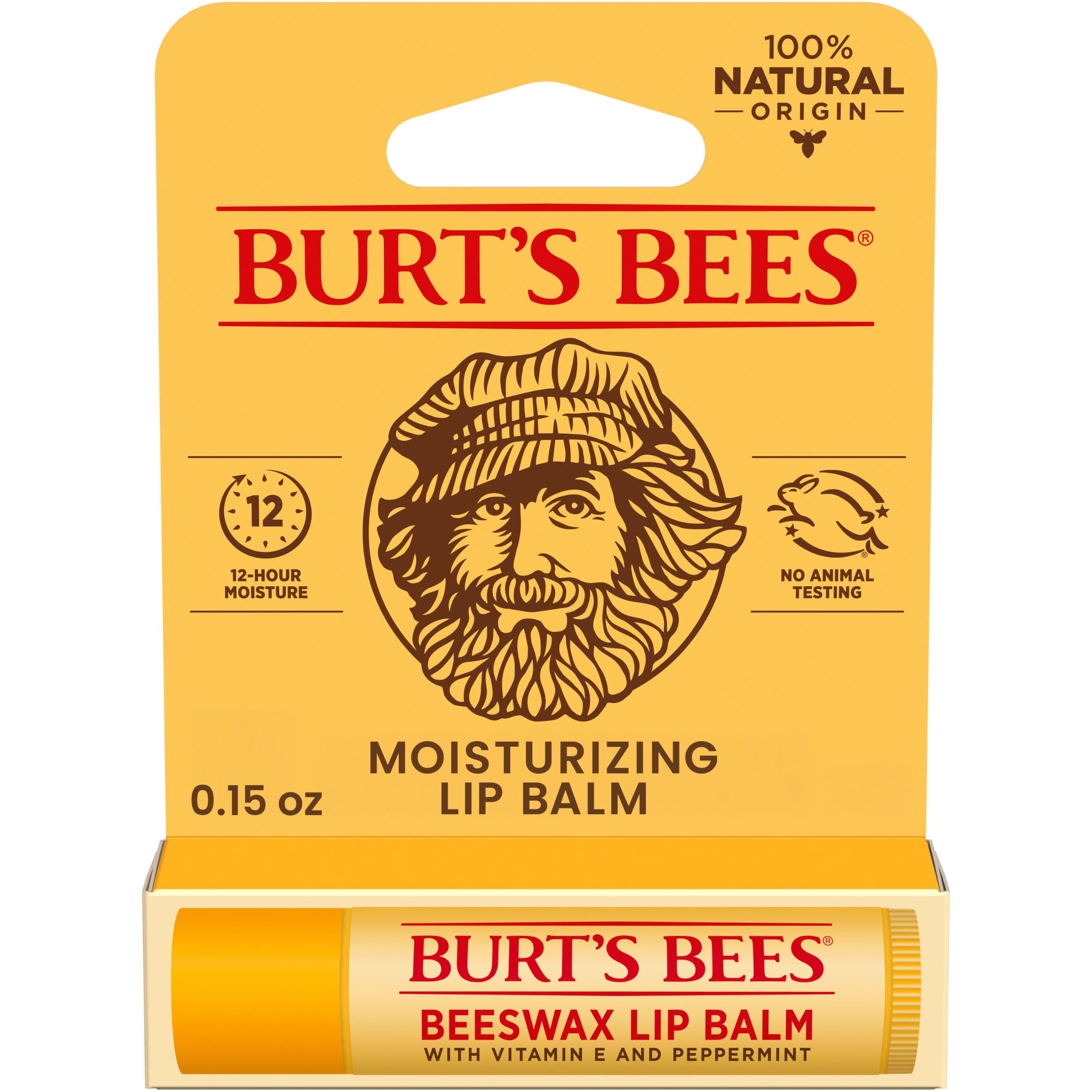 Burt's Bees%100 Doğal Balmumlu Dudak Balsamı, 0,15 oz