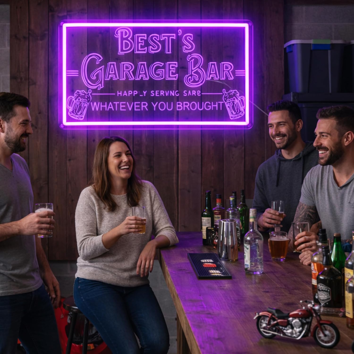 Custom Garage Bar Neon Sign for Man Cave Home Bar Décor, Personalized LED Light Customizable Name Bar Signs Unique Gifts for Men Dad Husband Beer Lover (Multiple Sizes & Colors)