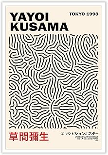 BFADMN Japanese Poster Master Yayoi Kusama Vintage Black Lines Print Poster Tokyo Abstract Art Canvas Paintings Aesthetic Wall Decor For Bedroom Bathroom Living Room Hallway 16x24in Unframed