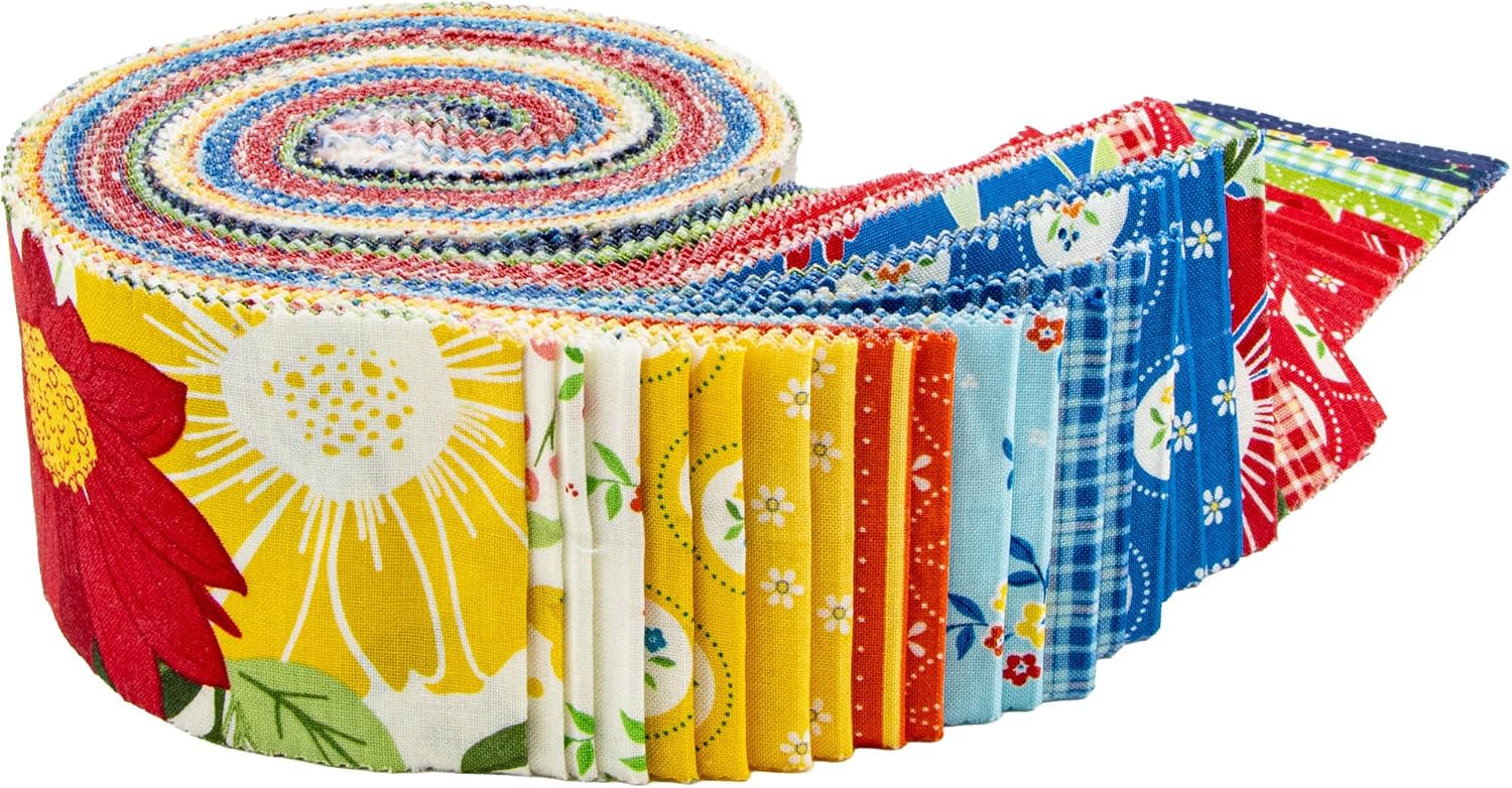 Sandy Gervais Summer's in Town Rolie Polie 40 2.5-inch Strips Jelly Roll Riley Blake RP-17530-40