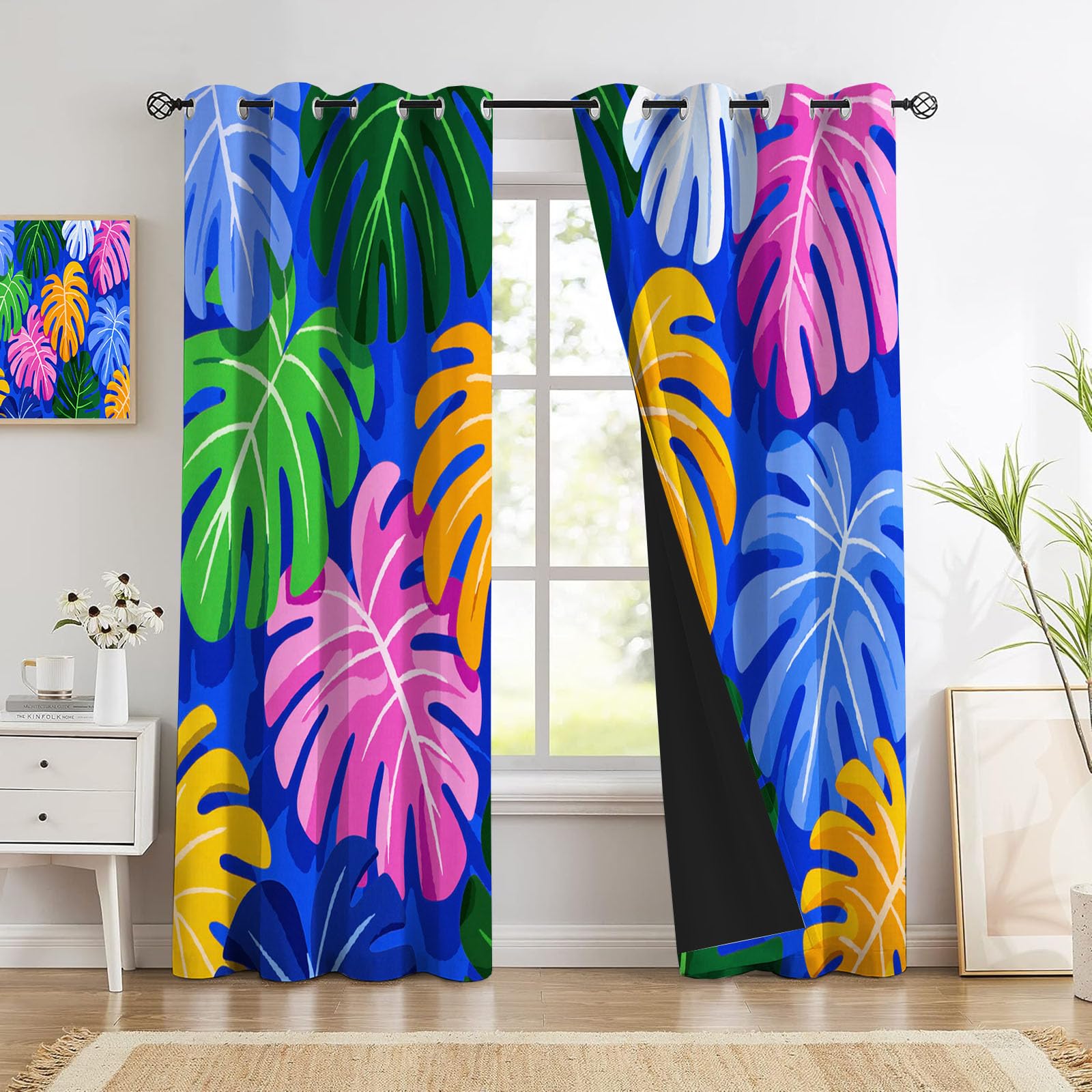 Rideaux occultants et thermiques jungle colorée 140x240 cm