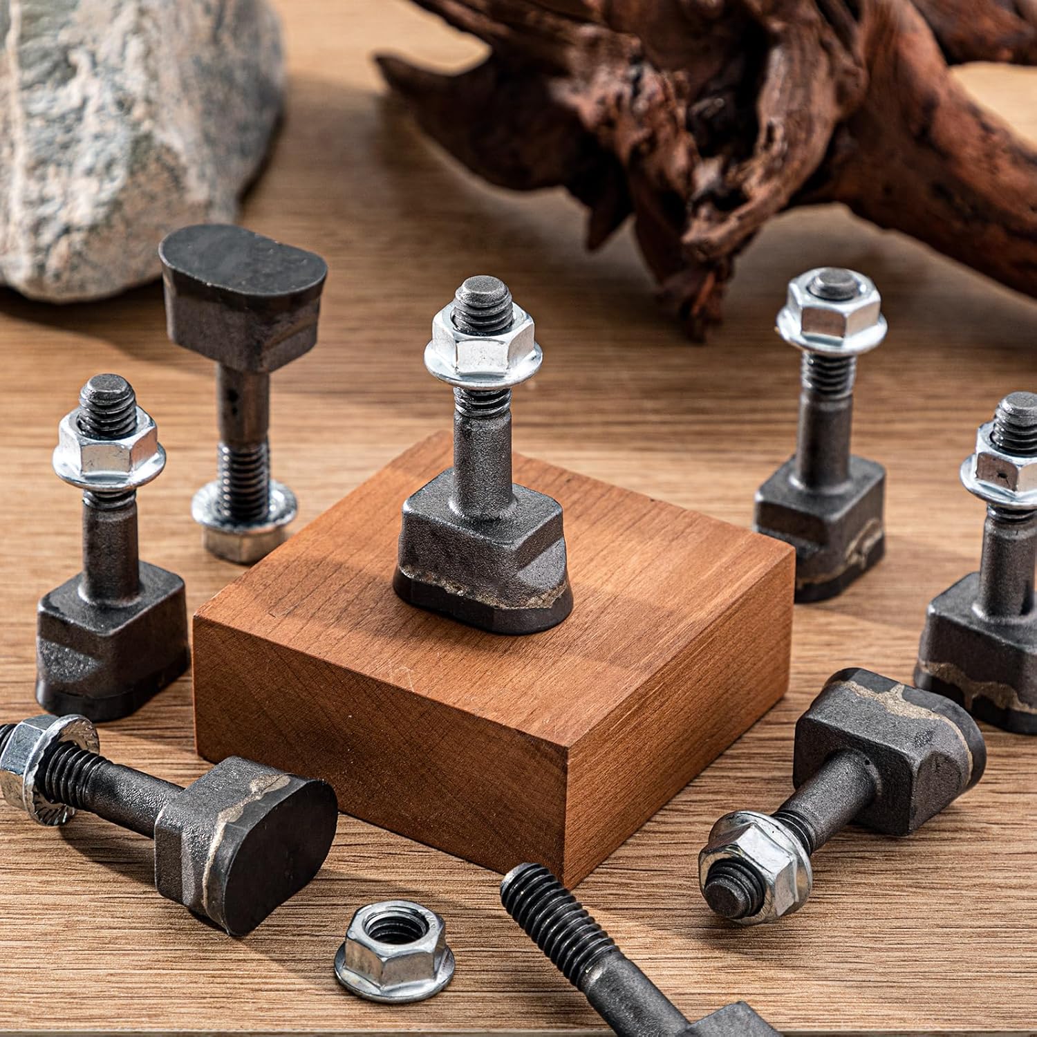 Tallew 8 Pack Stump Grinder Teeth Compatible with Vermeer Yellow Jacket Stump Grinder Teeth with Locknut for Tree Stool Removal Machine