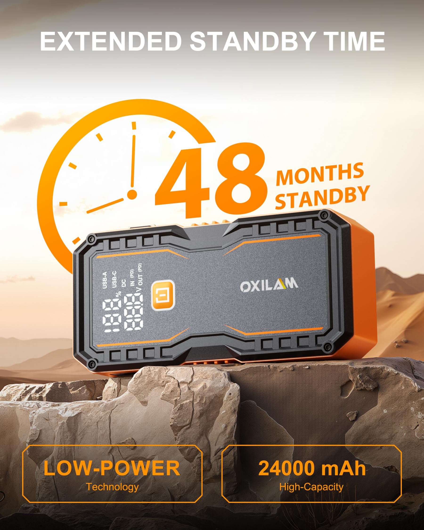 OXILAM 24000mAh Jump Starter for All Gas Diesel Engines 10000A Battery Jumper Starter Portable 12V Jump Box with — view 8