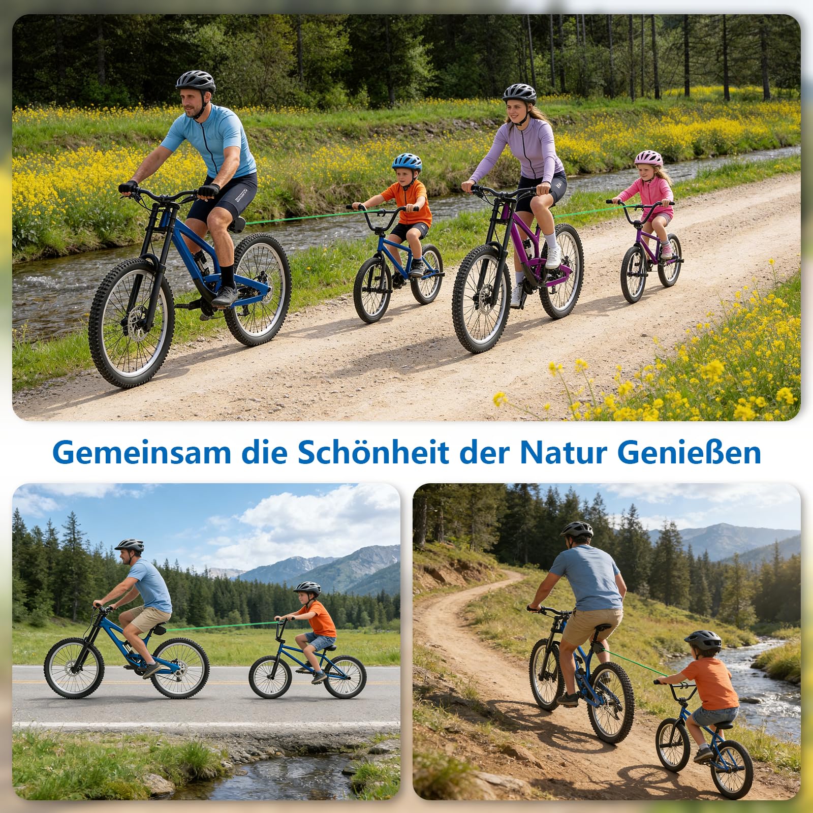 FIVAVA Cavo di Traino per Bici per Bambini 2.5M, Estraibile, 500 libbre, MTB