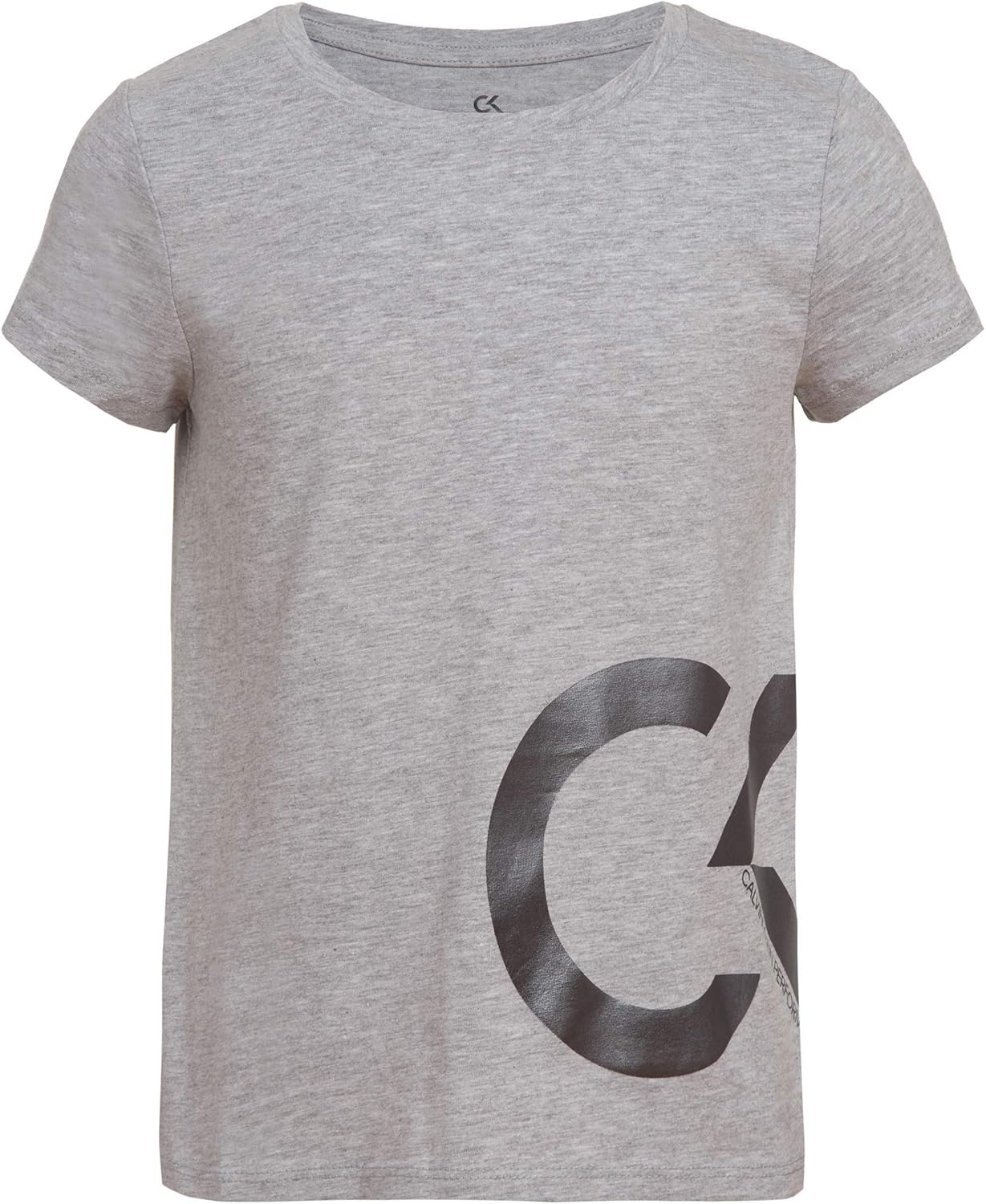 Calvin Klein Girls' Short Sleeve Active Legacy Logo T-Shirt 7 Grey Foil