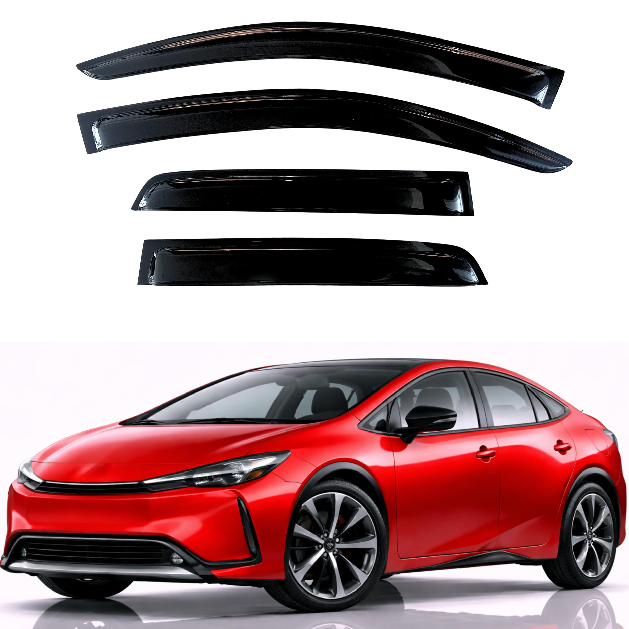 KPY Rain Guards Fit for 2023-2026 Toyota Prius, Out-Channel Window Visors Vent Wind Deflectors 4PC, Car Accessories for 23-26 Prius Prime