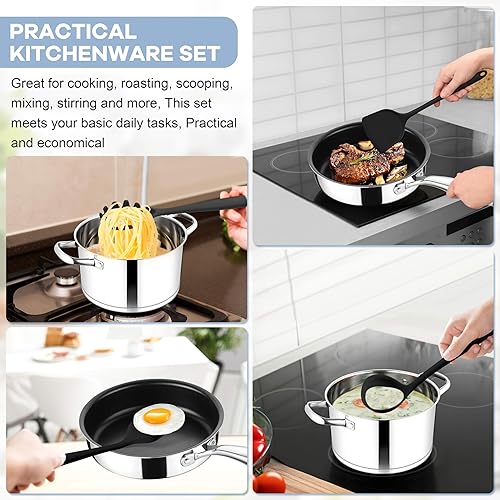 Miniatura 4 de TeamFar 8 utensilios de cocina de silicona  Juego de utensilios de cocina de silicona resistentes al calor de 446 F, espátula, cuchara, batidor,