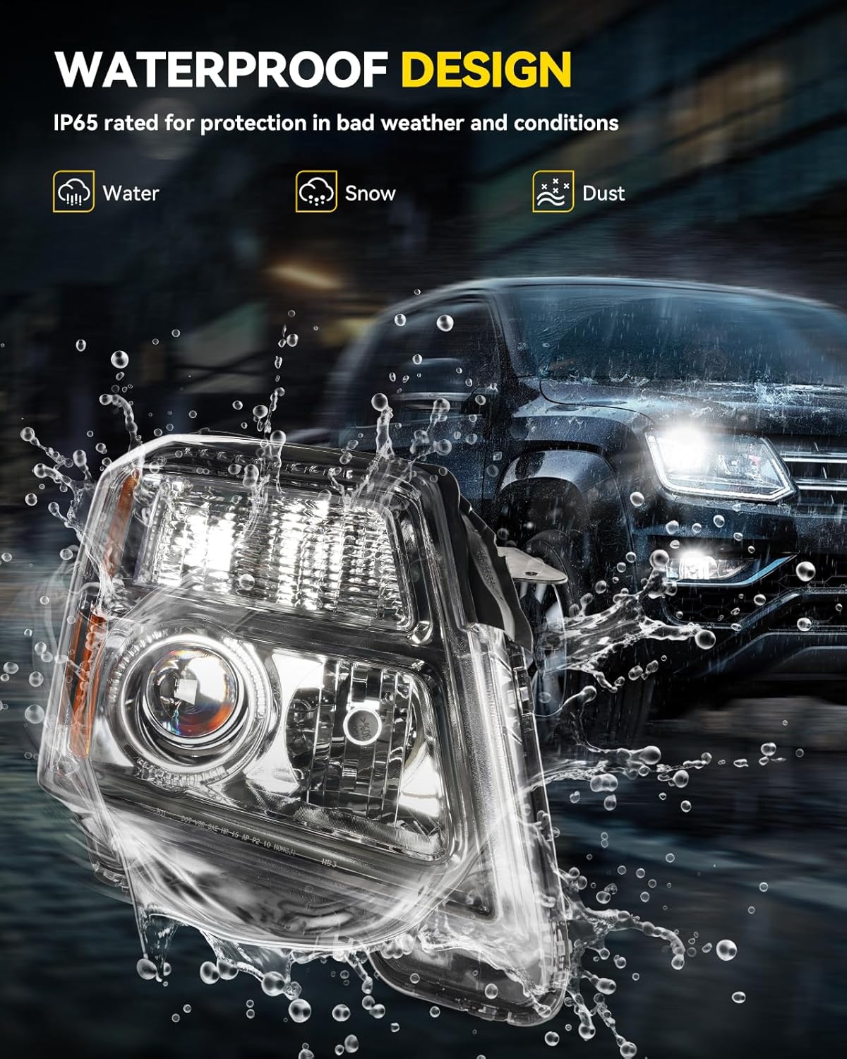 PHILTOP Headlights Assembly Compatible with 2016 2017 GMC Terrain,Chrome Housing Clear Lens Amber Reflector,Halogen Headlamps （Left & Driver Side