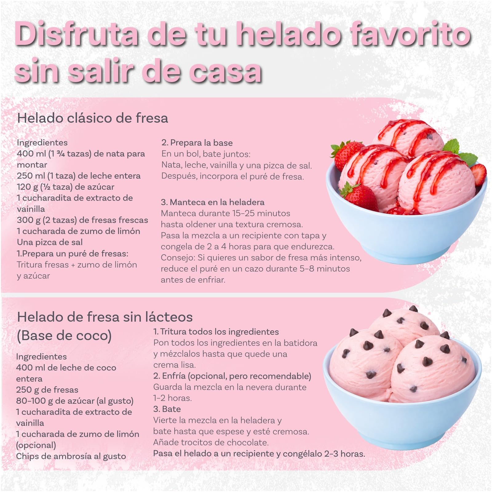 Accesorio para Máquina de Helados para KitchenAid Batidora – Compatible con Modelos 4.5QT, 5QT y 6QT Tilt-Head y Bowl-Lift – Cuenco de 1.9L para Helado, Sorbete, Gelato y Yogurt Congelado