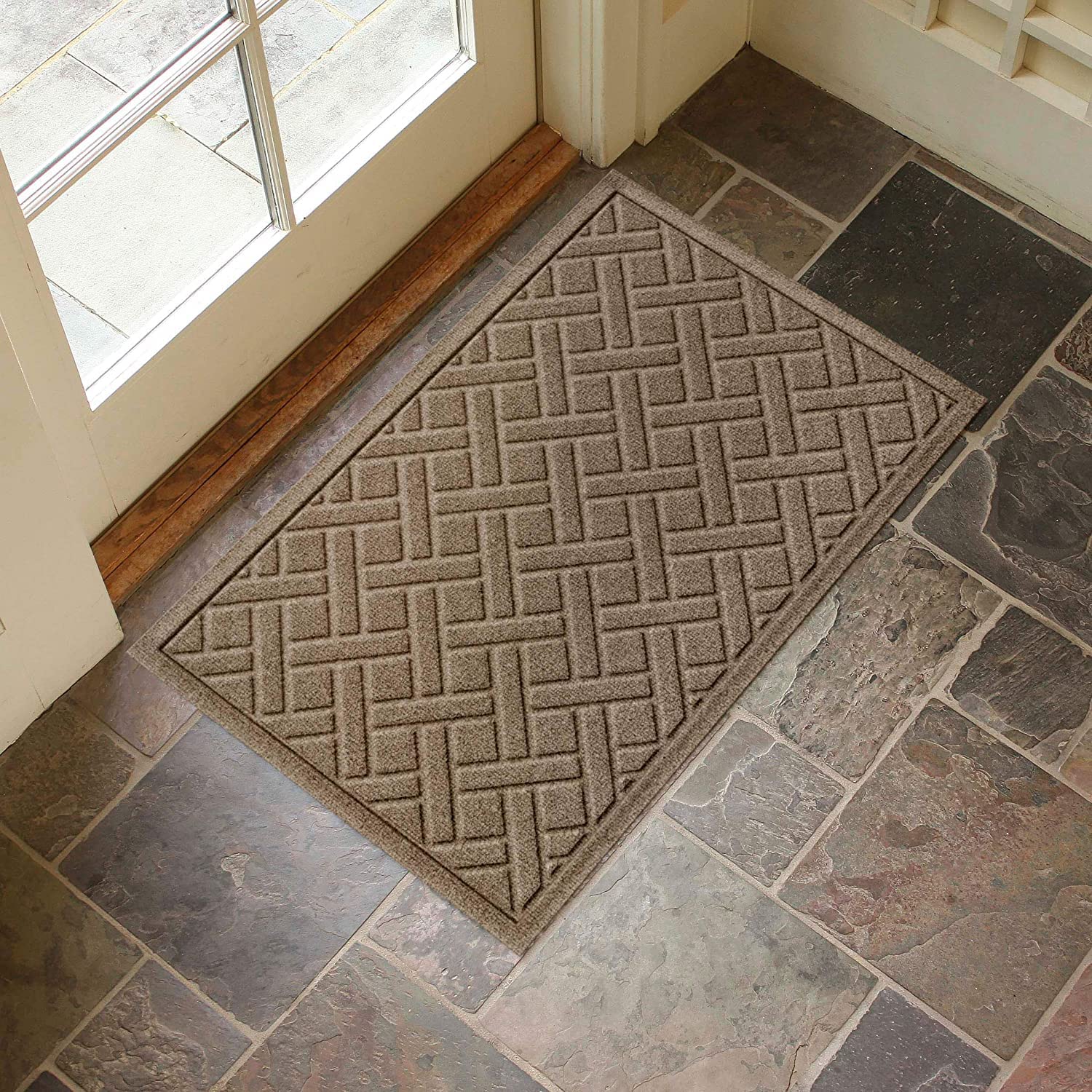 Bungalow Waterhog Fußmatte 'Hallo' Mit Pfotenabdruck – 2x3 Fuß (ca. 60x90 Cm), Rutschfest & Leicht Zu Reinigen
