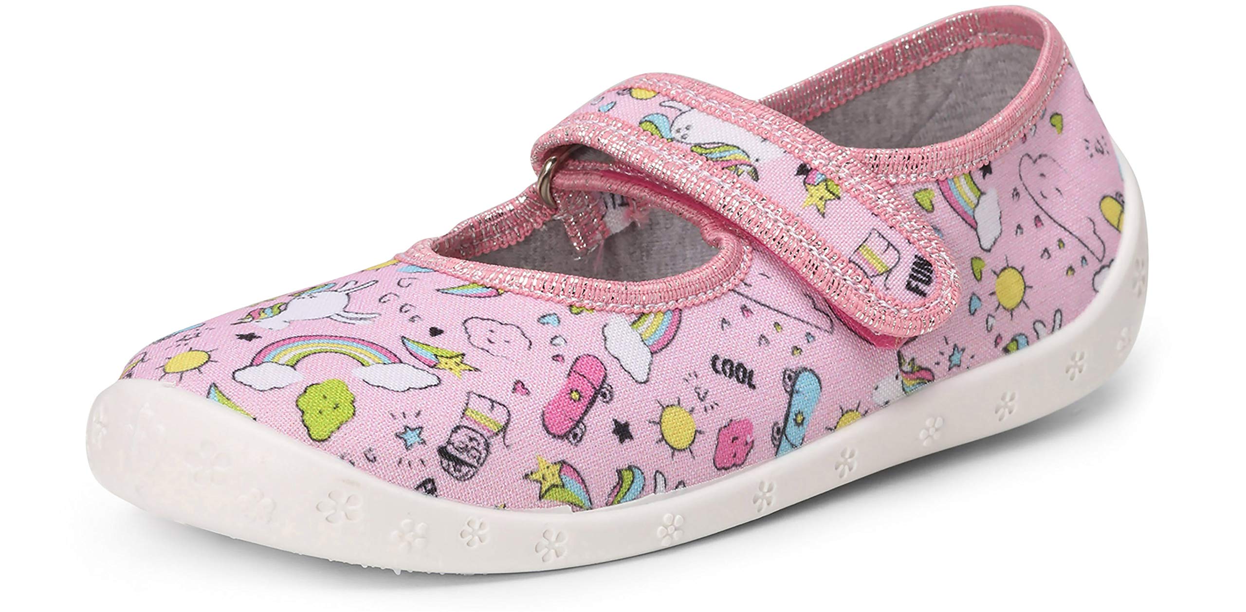 Ladeheid Hausschuhe Kinder Mädchen mit Klettverschluss, Atmungsaktive Kinderhausschuhe für Schule, Kindergarten und Zuhause LARW007