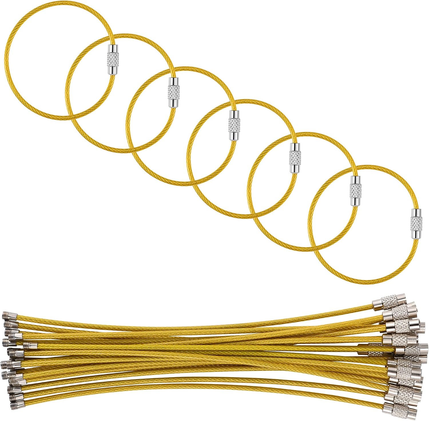 5.9in/15cm Stainless Steel Keychain Cable,Wire Diameter 2mm Metal Key Ring Loop,20 Pieces