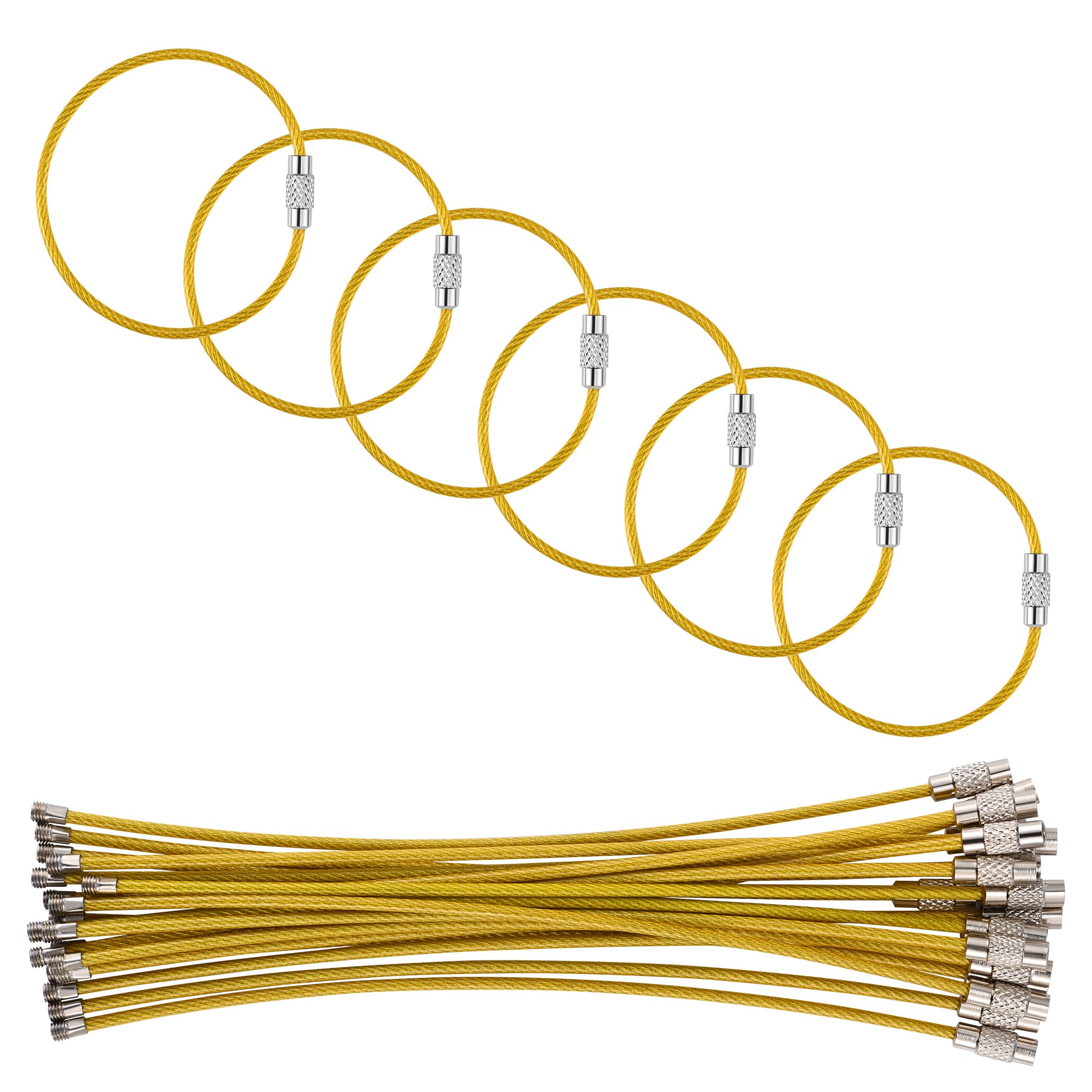 5.9in/15cm Stainless Steel Keychain Cable,Wire Diameter 2mm Metal Key Ring Loop,20 Pieces