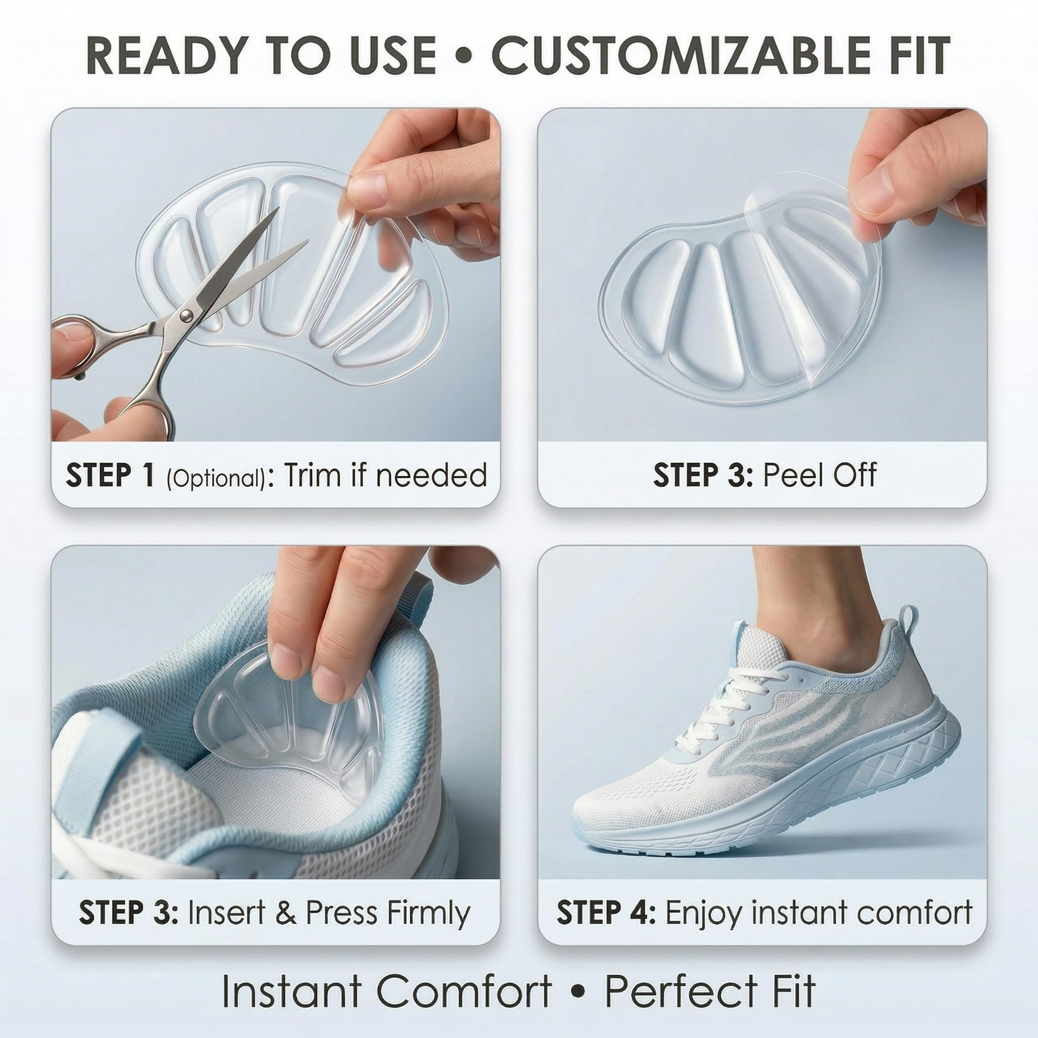 3 PARES de taloneras de gel para zapatos, almohadillas autoadhesivas para talones, transparentes e invisibles, protector de talon, plantillas antideslizantes contra rozaduras y ampollas