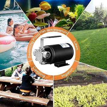 12V Water Pump 1/10 HP 330 GPH Water Transfer Pump With 3/4 inch Ports Suction Hose/Strainer And Spare Impeller Electric Water Pump Utility Pump-Ciger