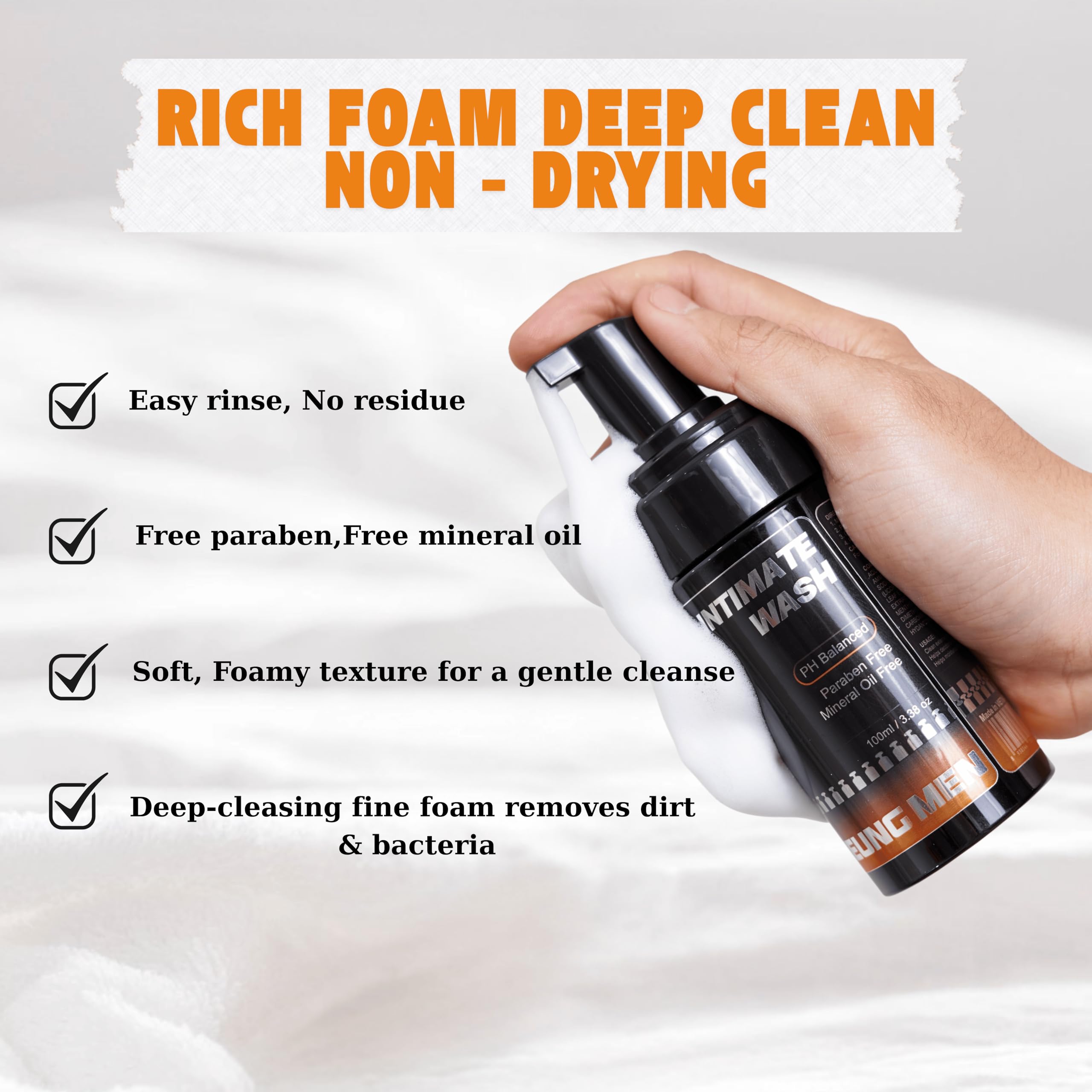 Intimate Wash for Men Combo Pack of 2 | Foaming Cleanser with Green Tea & Orange Oil | pH Balanced | Natural Ingredients | Cool, refreshing feeling | 6.67 fl oz Total | 2 pc Gift Set