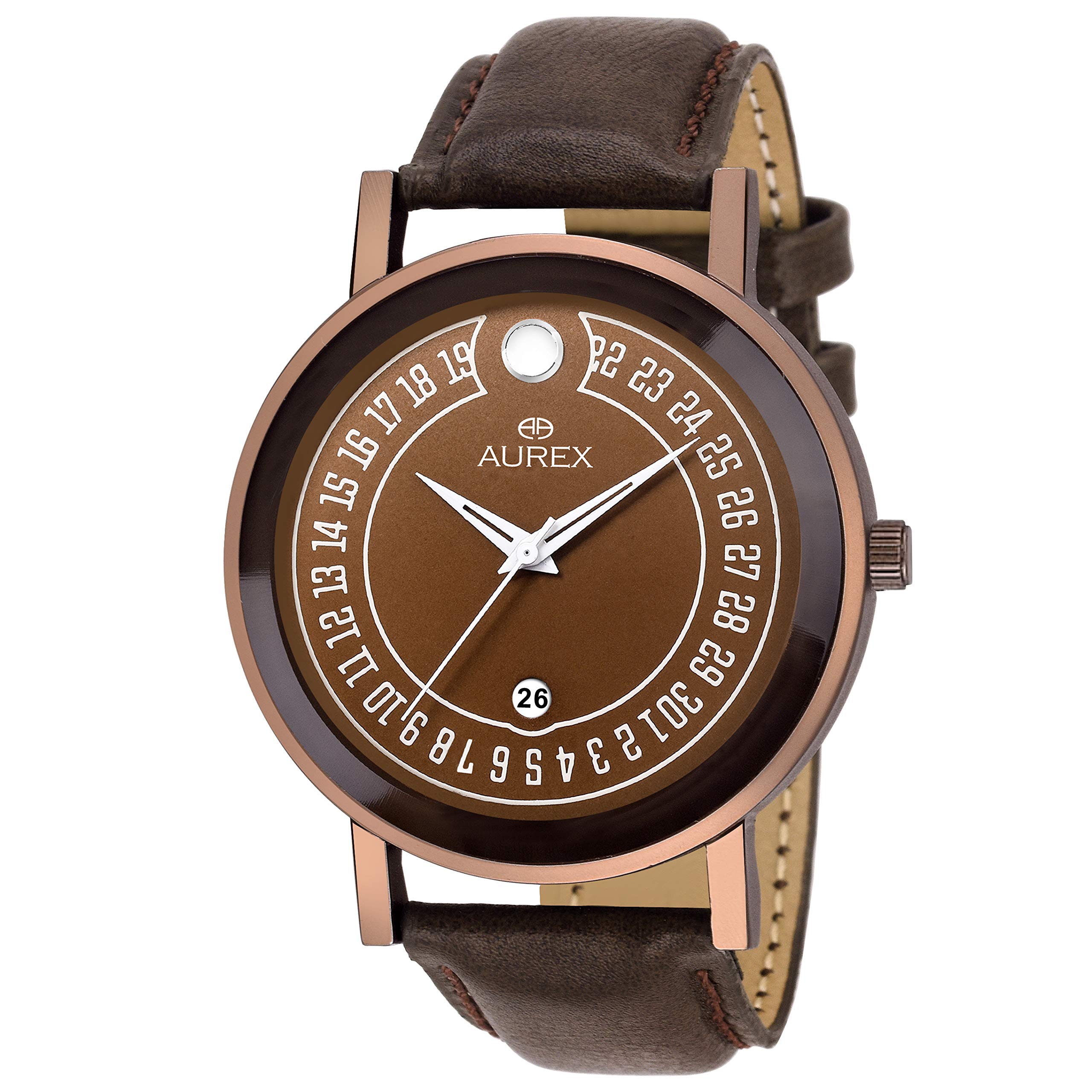 AUREX Analouge Brown Dial Day and Date Watch Water Resistant Brown Color Strap Watches for Mens/Boys (AX-GR155-BRBR) (B07H6J7FSF) Amazon Price History, Amazon Price Tracker