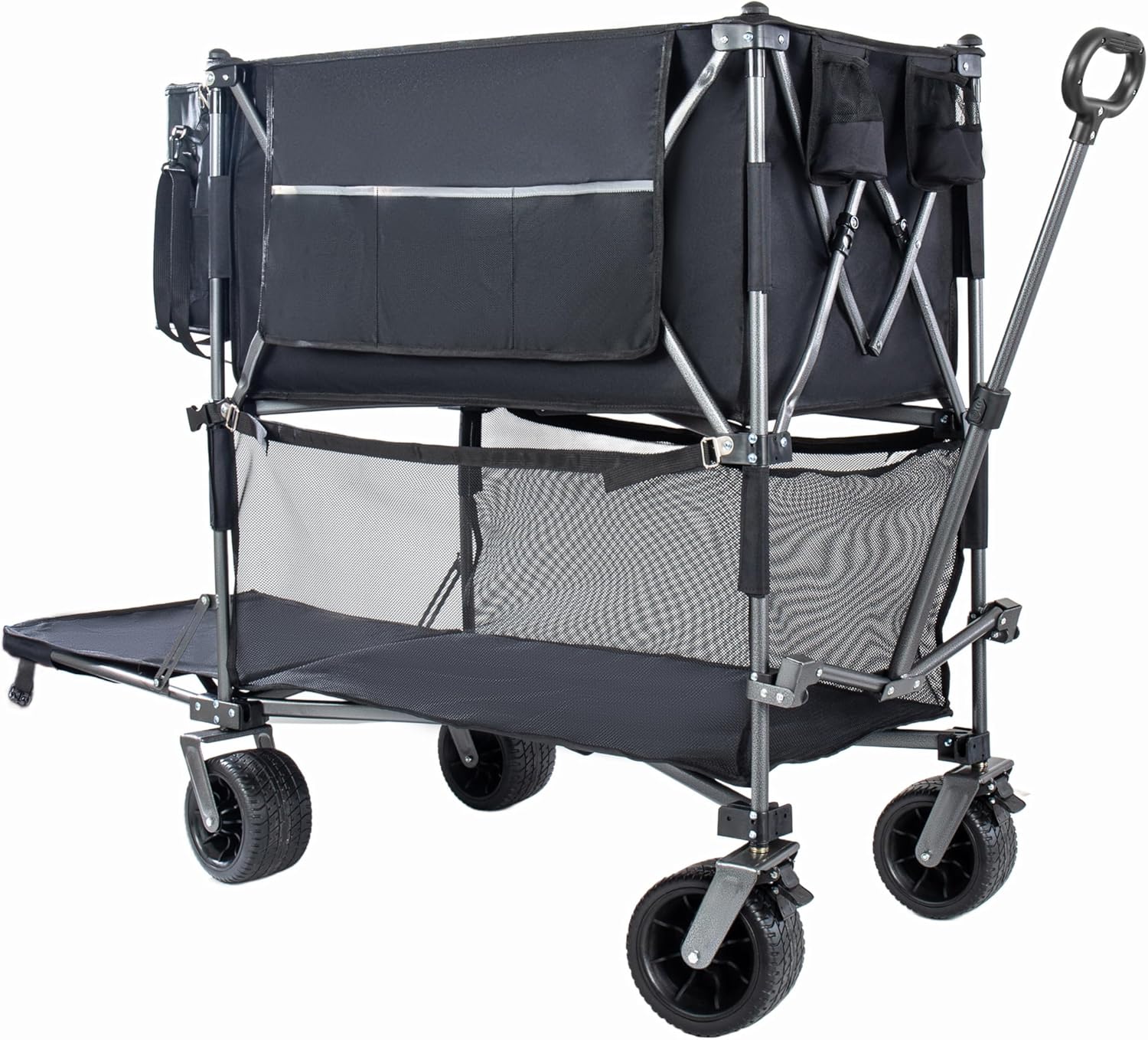 ESPIDOO Heavy Duty Double Decker Wagon: 560LBS Capacity & 650L Volume - Haul Everything Anywhere with 7x4 All-Terrain Wheels - 10-Second Fold for Camping Beach Sports & Family Outings