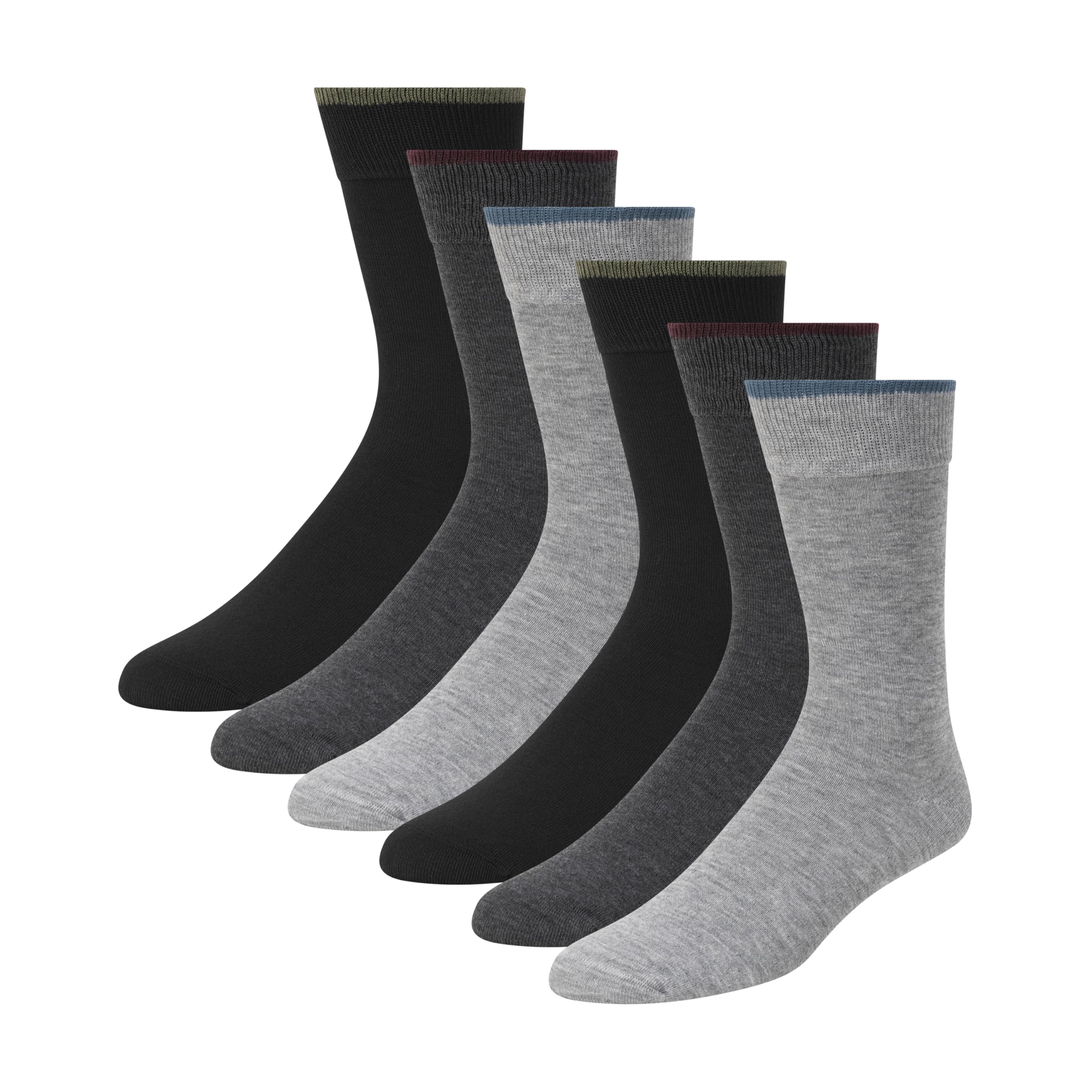 Ted Baker Men's Grey Heather/Charcoal Heather/Black Solid Crew Dress Socks (6-Pack), One Size