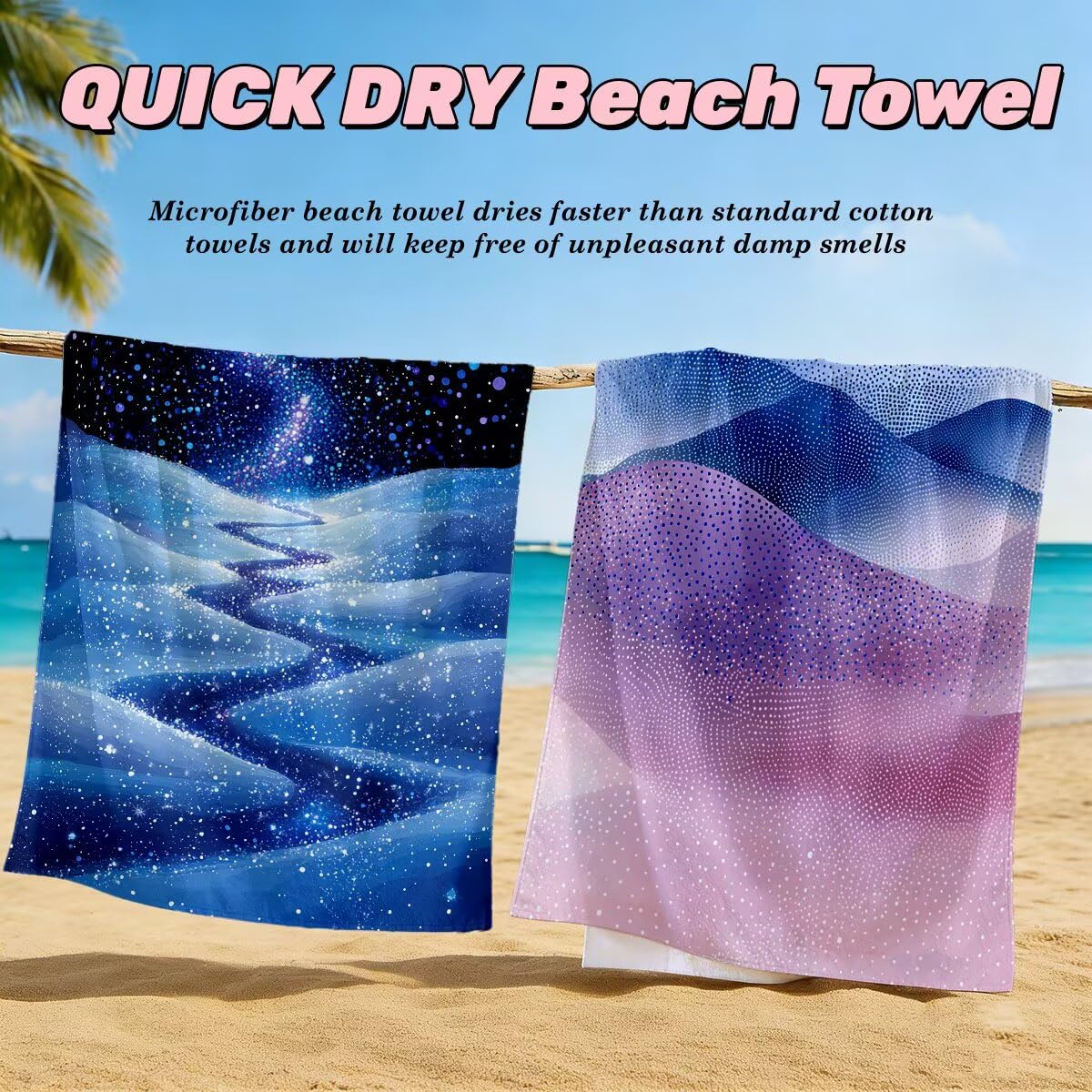 Toalla Playa 100x200 cm, Toalla Gimnasio Microfibra Secado Rapido, Juego de 2 Antiarena Toallas de Playa, Ligera Compacta Toallas Microfibra Grande para Viaje, Regalo Hombre Mujer (Moderno) -4951