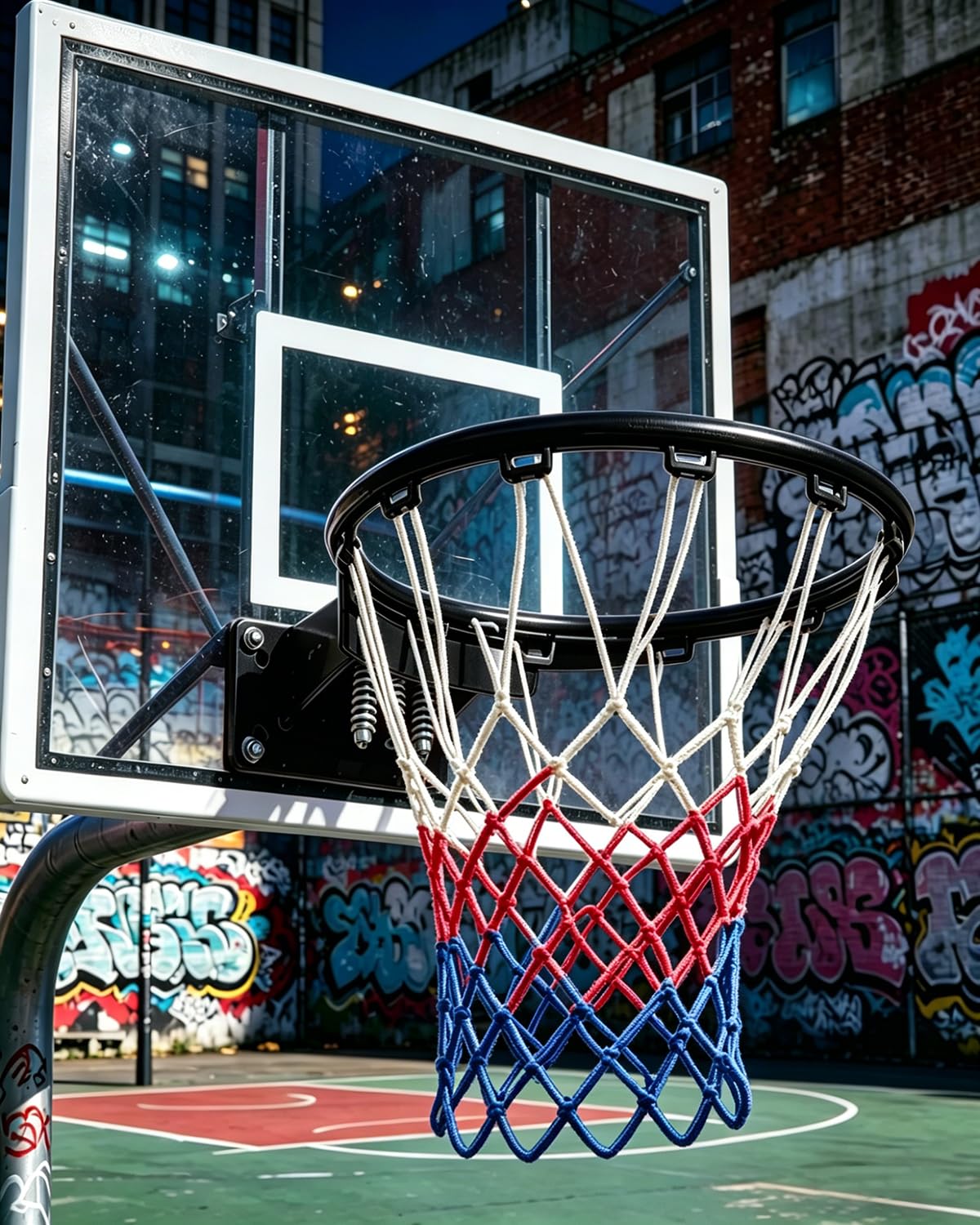 Canestro da basket professionale resistente con bordo da 45,7 cm, regolabile, 3 molle, regolabile, solido acciaio rinforzato ad alta resistenza, per interni ed esterni, garage, palestra