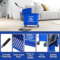 Vista 8 de HOMCOM Compact Mop Bucket with Wringer on Wheels for Floor Cleaning, 21 Quart, Separate Dirty and Clean Water, for Home, Apartment, Blue