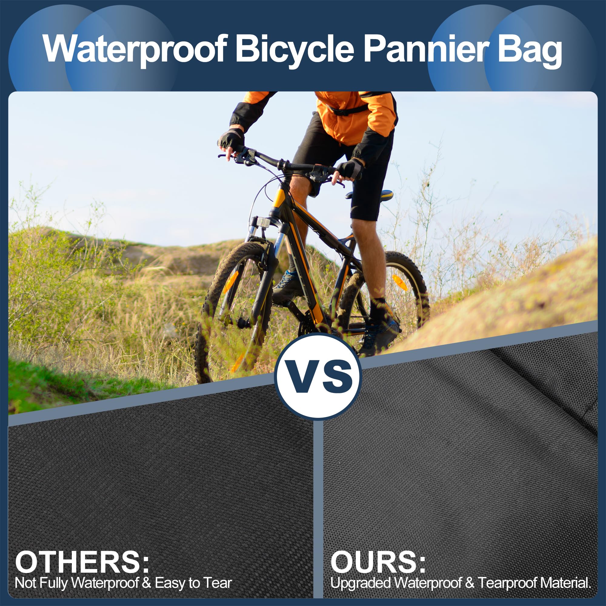 INFINAUTO Bike Frame Bag Bike Pannier Bag Waterproof Bike Rack Bag, Bicycle Front Frame Bag for Road Bike Mountain Bike Nylon Red 1pc - Image 3