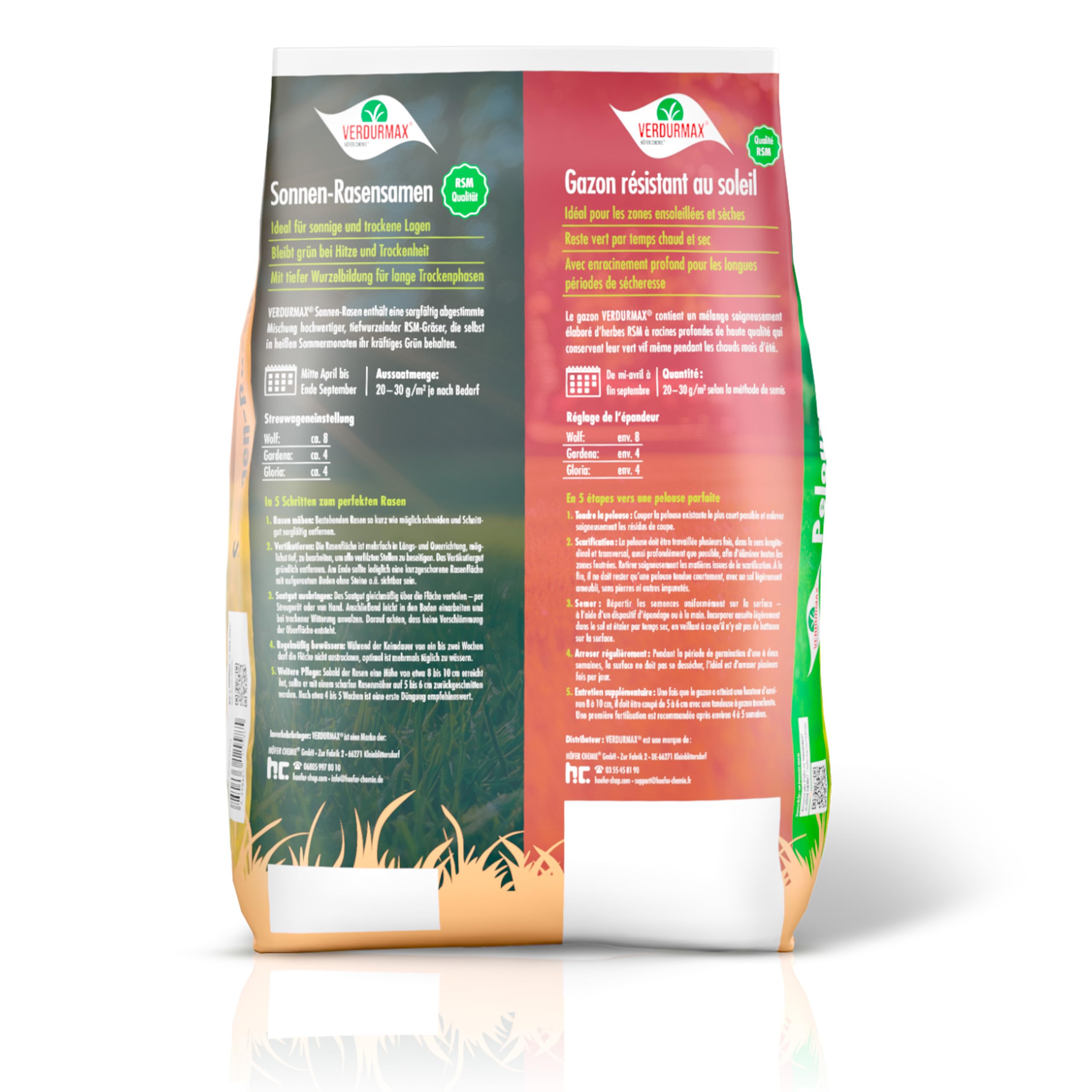 Verdurmax Pelouse Ensoleillée 2 x 1 kg - Gazon Dense et Robuste