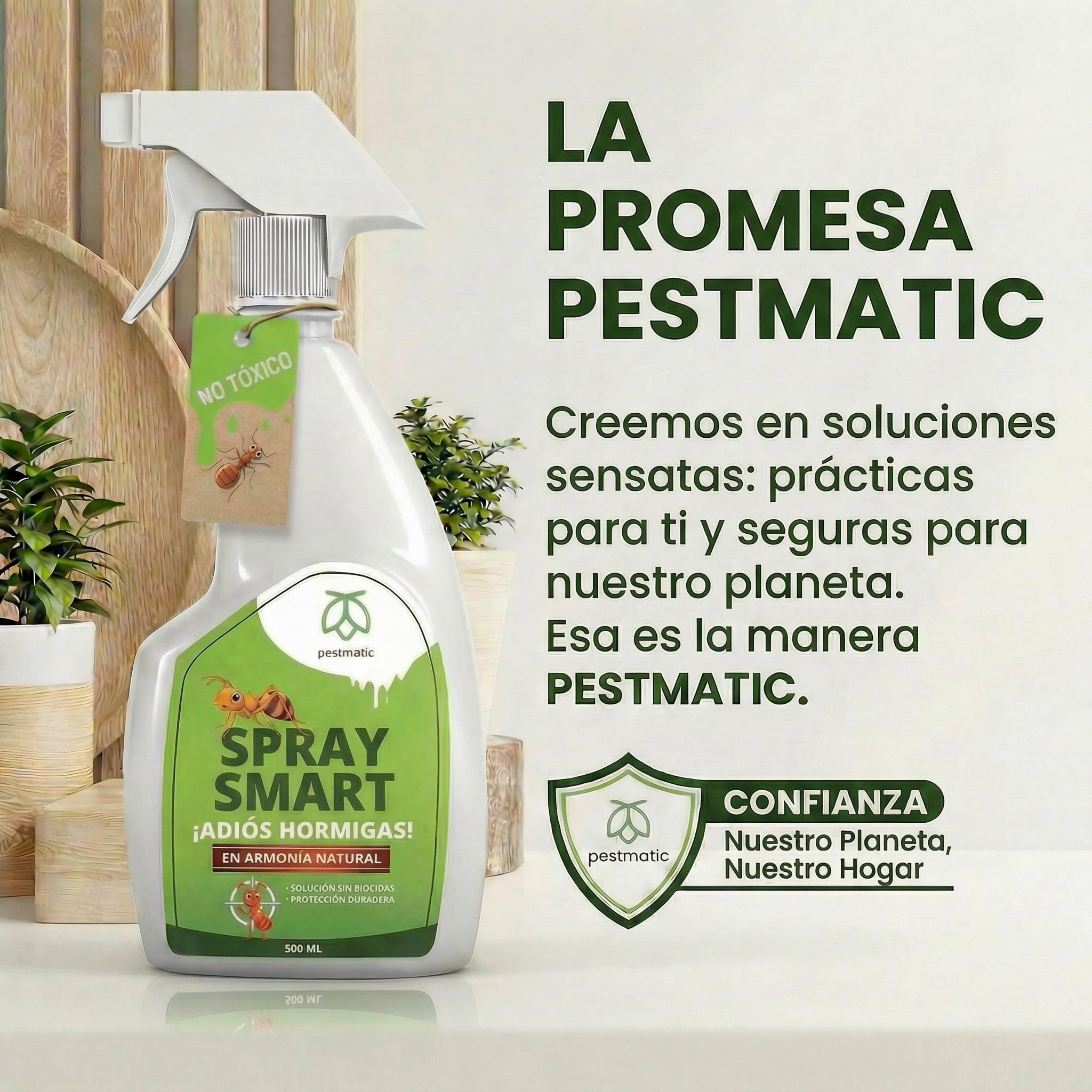 Pestmatic® Spray Antihormigas | Anti Hormigas Interior de Casa y Antihormigas Exterior | Repelente Hormigas Apto Mascotas | Barrera Líquida que Lava y Elimina Físicamente sin Insecticida ni Veneno