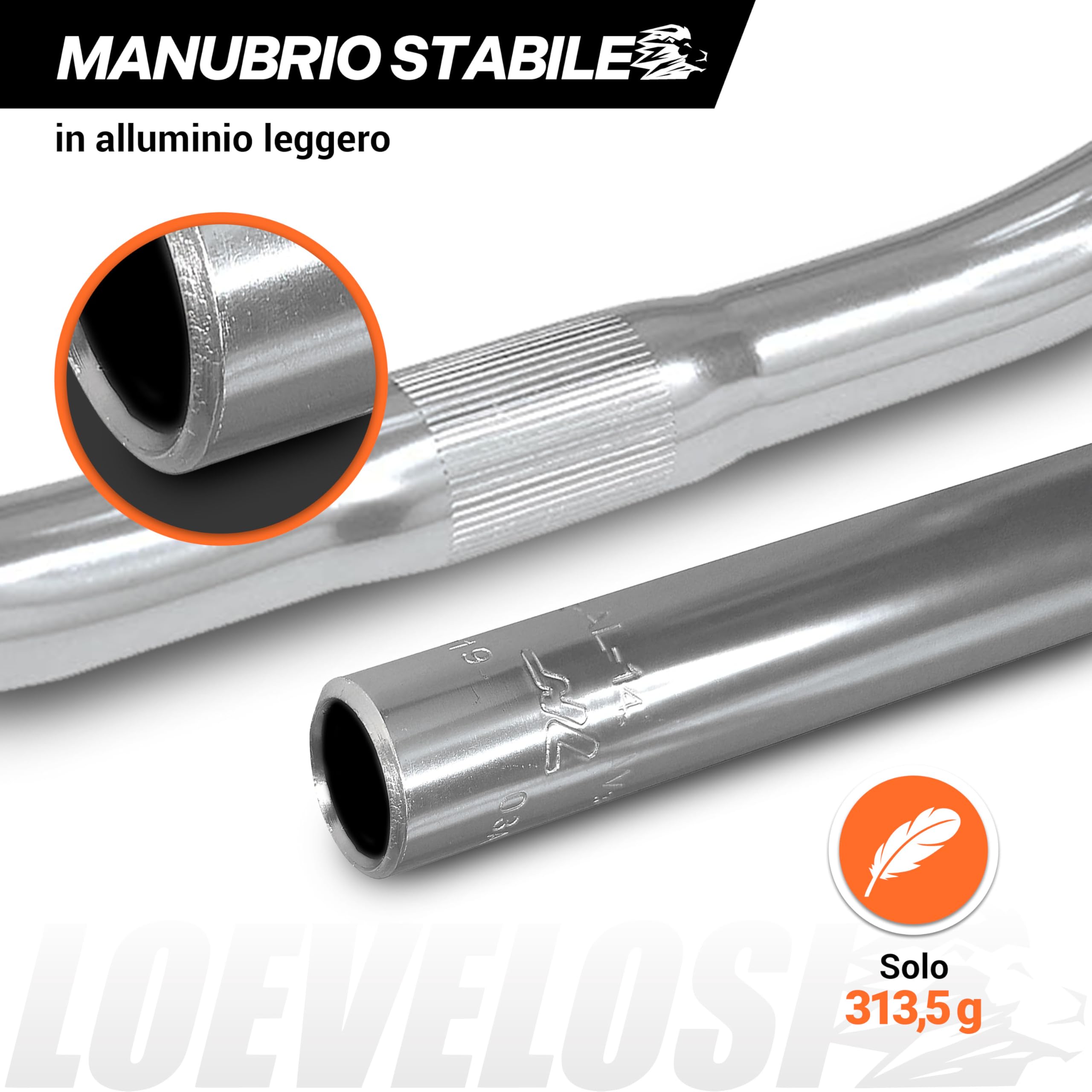 City Bike Manubrio ergonomico per bicicletta da donna e da uomo, in alluminio argentato, retrò, manubrio da città, olandese, bici da uomo, cruiser, colore argento
