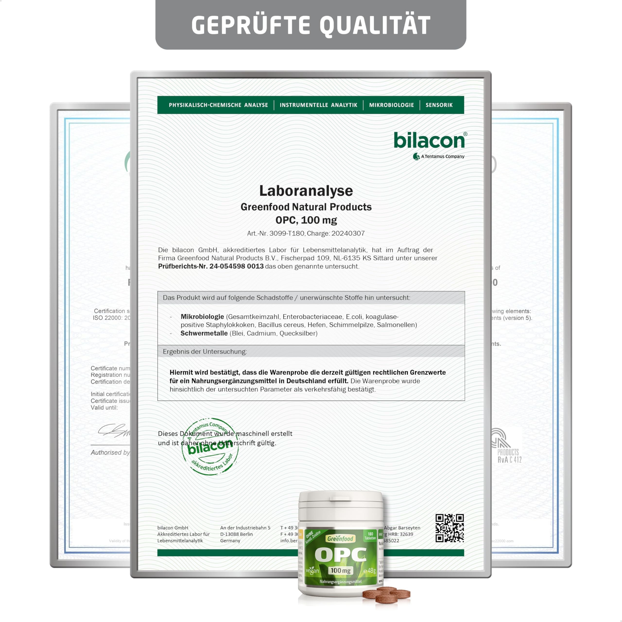OPC (Traubenkernextrakt), hochdosiert, 100mg - 180 Tabletten, vegan. Reines, hochdosiertes OPC - der Super Antioxidant. OHNE künstliche Zusätze - laborgeprüft. Von Greenfood.