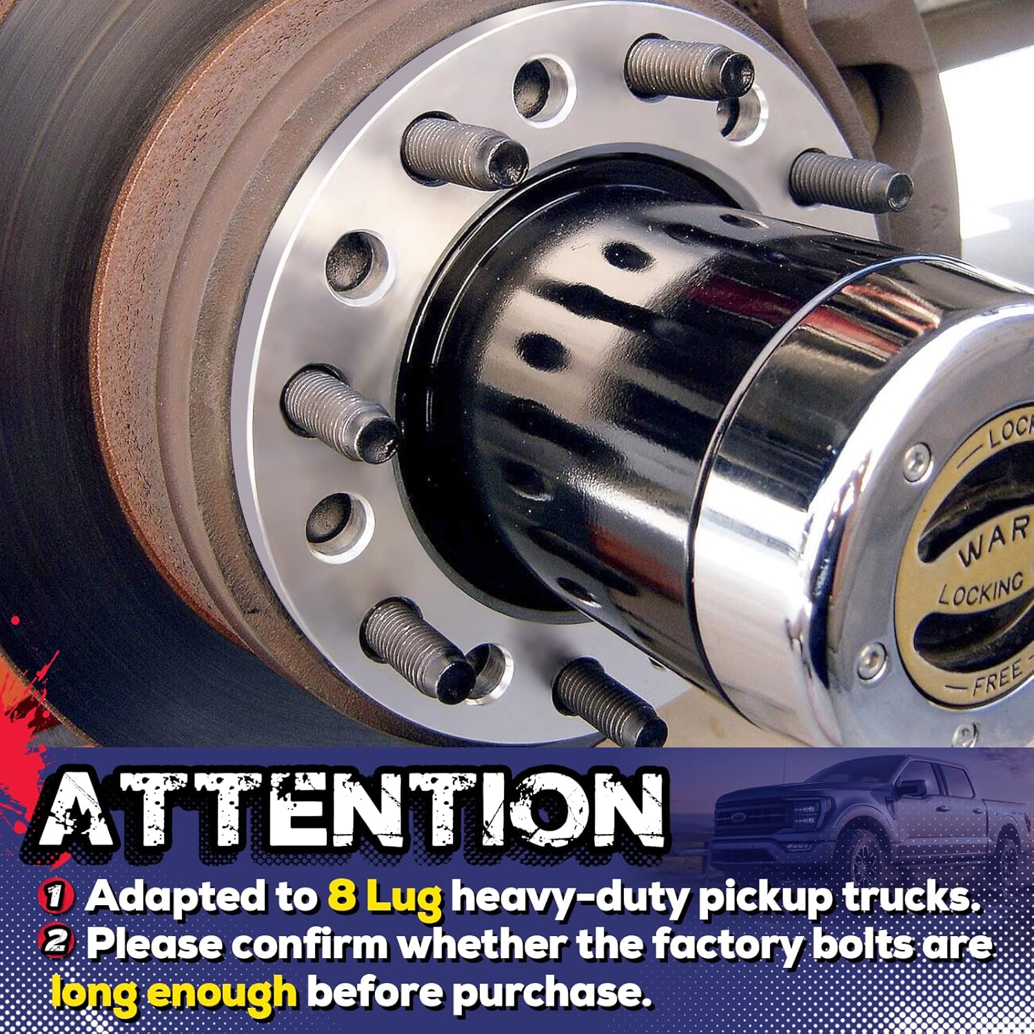 KSP 8 Lug Universal Wheel Spacers 12mm, 1/2in 8x6.5 8x165.1 8x170 8x180 Lug Spacer for F350 250 Ram 2500 3500 Express Silverado Suburban Sierra 2500 3500HD Dually Wheel, 2PCS CNC Machined Spacer