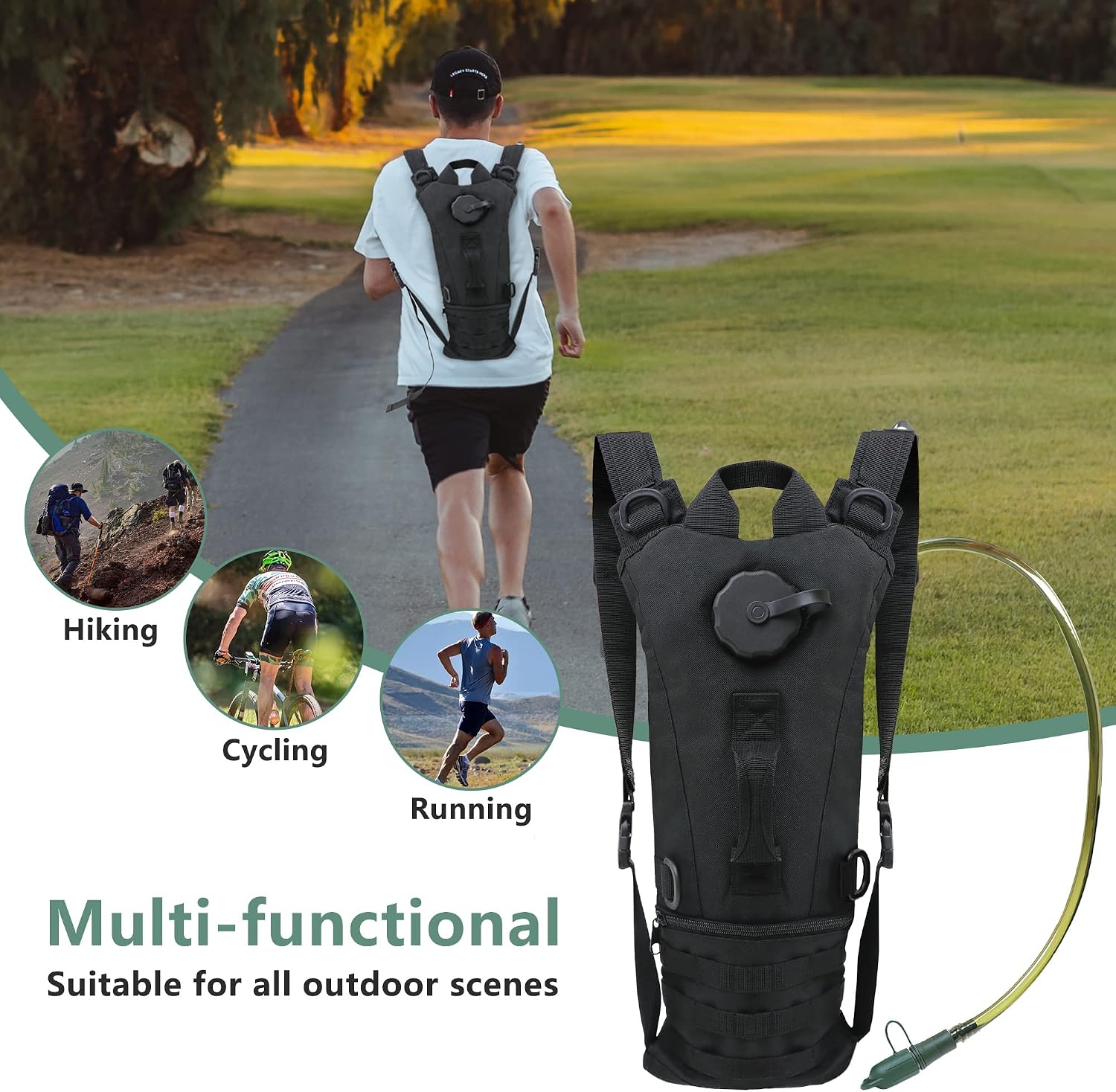 Zavothy Hydration Backpack with 2L Hydration Bladder Water Backpack for Hiking Hydration Pack for Running Cycling Hiking