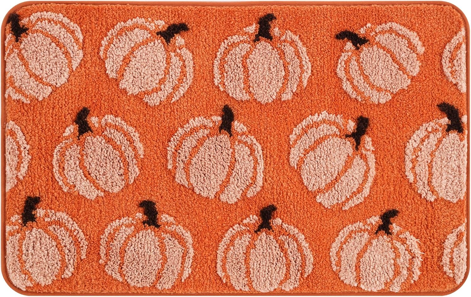 Fall Pumpkin Bath Mat 16x24 Inch Grey Autumn Thanksgiving Bathroom Rug