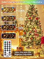 Vista 18 de Guirnalda de luces de Halloween extensible de 200 LED de color morado, extralarga de 82 pies, para interiores y exteriores, 8 modos de iluminación