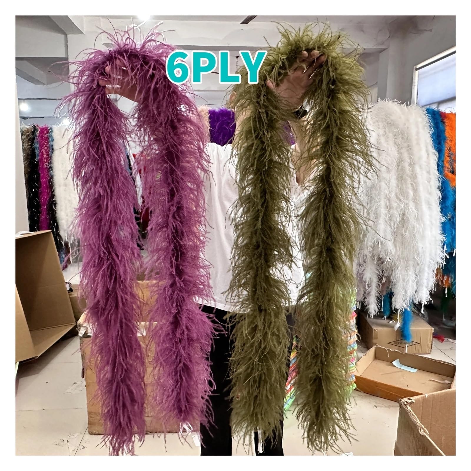 Bunte Federboas Mehrfarbige Straußenfeder-Boa, 2 Meter Straußenfeder-Schal for Party, Damenkleid, Kleidung, DIY-Dekoration, Schal(Pink)