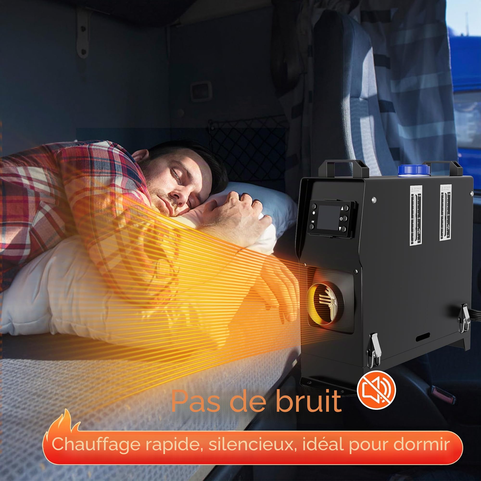 YRHome Chauffage diesel 12 V 8 kW - Chauffe-air diesel avec écran LCD, télécommande et sortie d'air rotative - Pour voiture, camion, camping-car, bateau, voiture, remorque - Noir