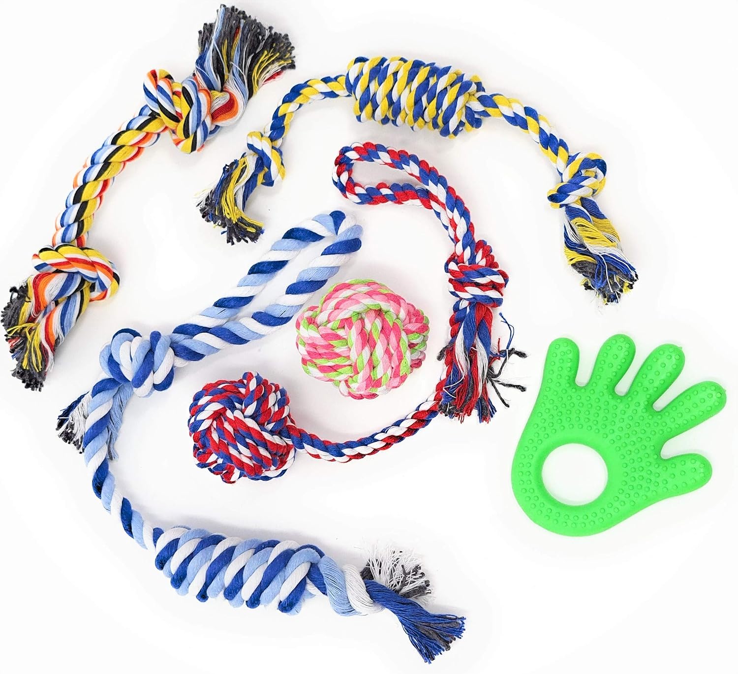 6 Pack Dog Puppy Pet Cotton Rope Toys for Small to Medium Dogs. Puppy Chew Teething Machine Washable Dental Floss Toys, Tug Toy Set